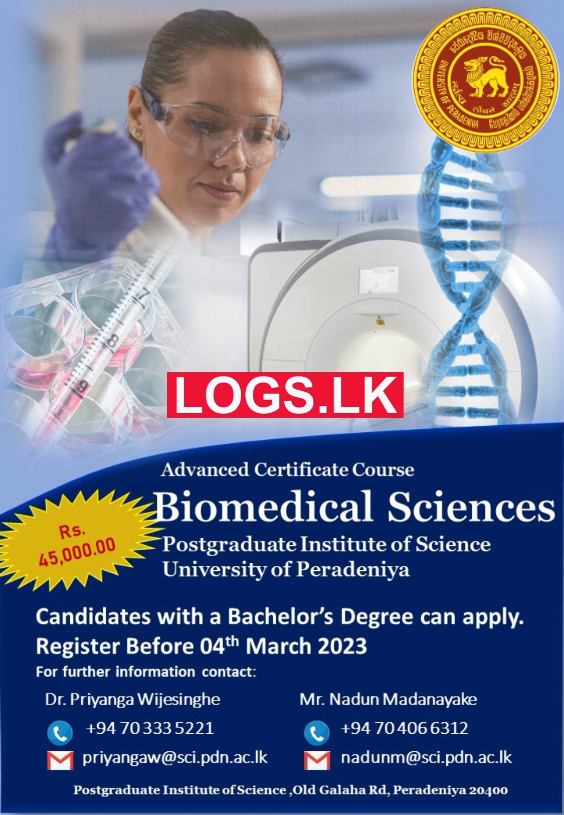 Advanced Certificate Course in Biomedical Sciences 2023 University of Peradeniya Courses