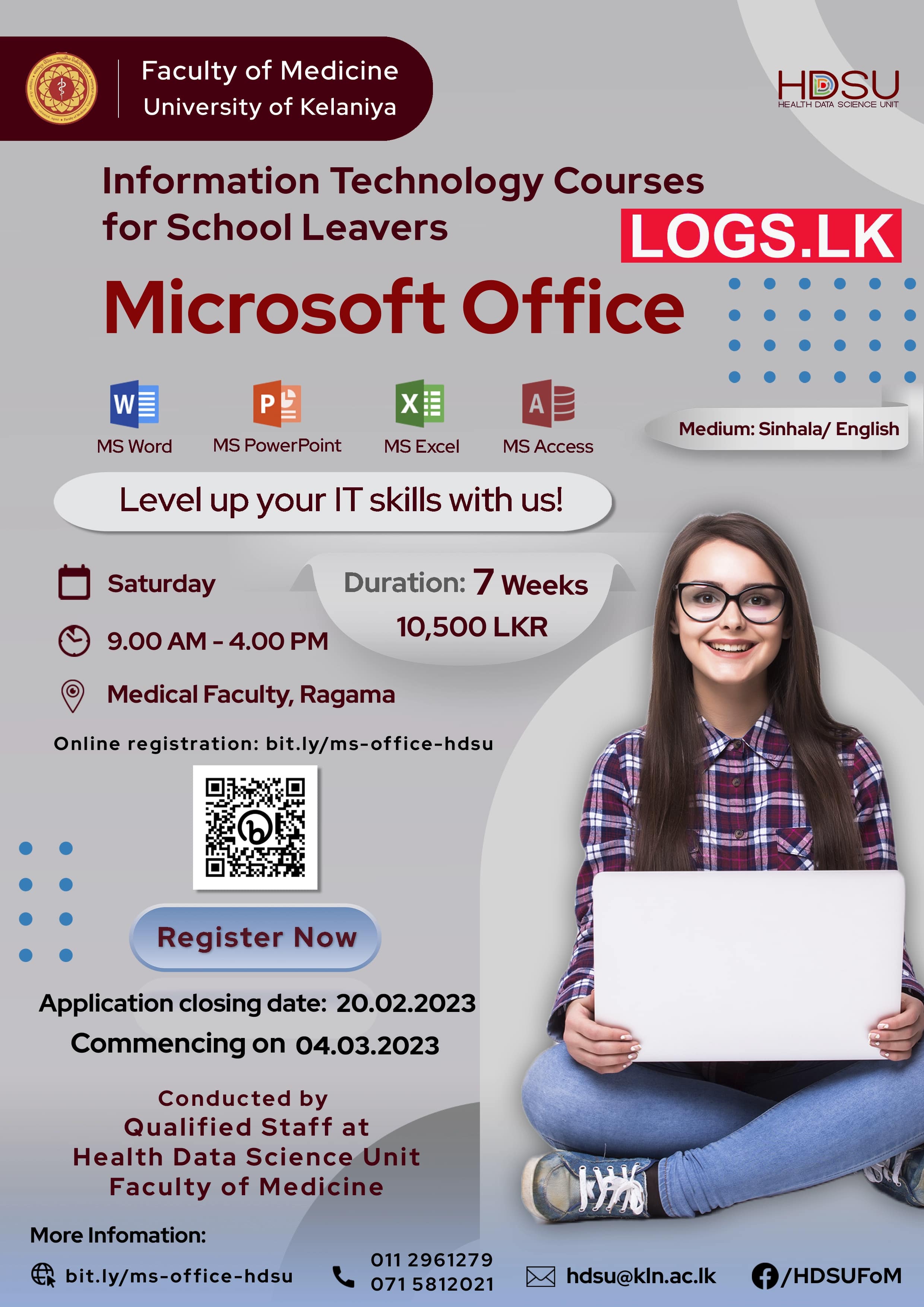 University of Kelaniya Courses for Information Technology Courses for School Leavers 2023 Application Form, Details Download