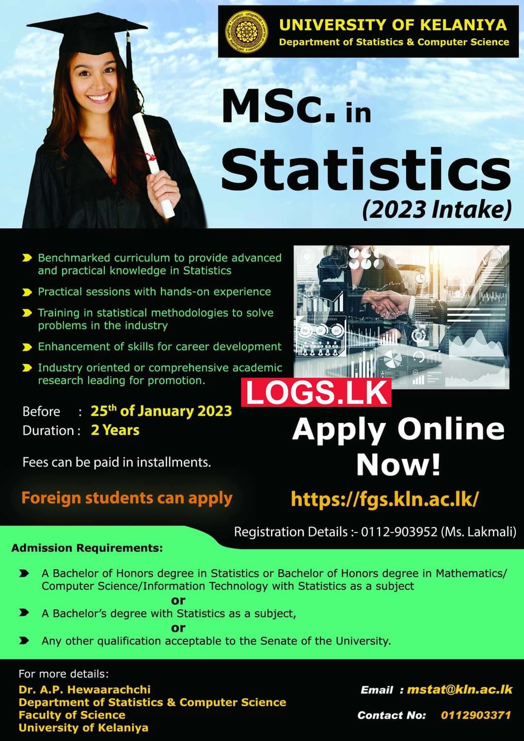 MSc. in Statistics 2023 Degree - University of Kelaniya Apply Online Details, Application Form Download