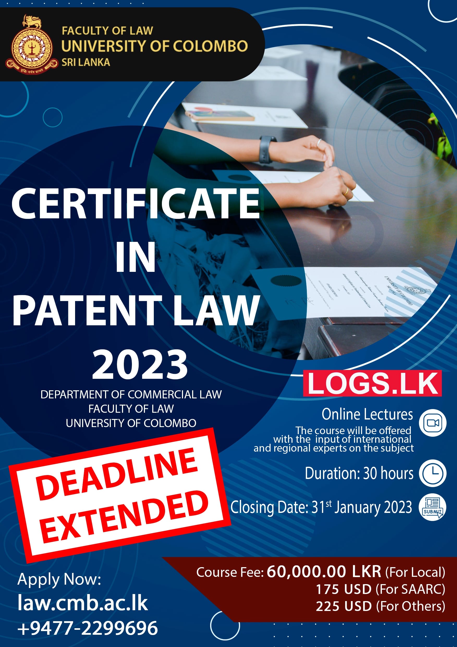 Certificate Course in Patent Law 2023 - University of Colombo