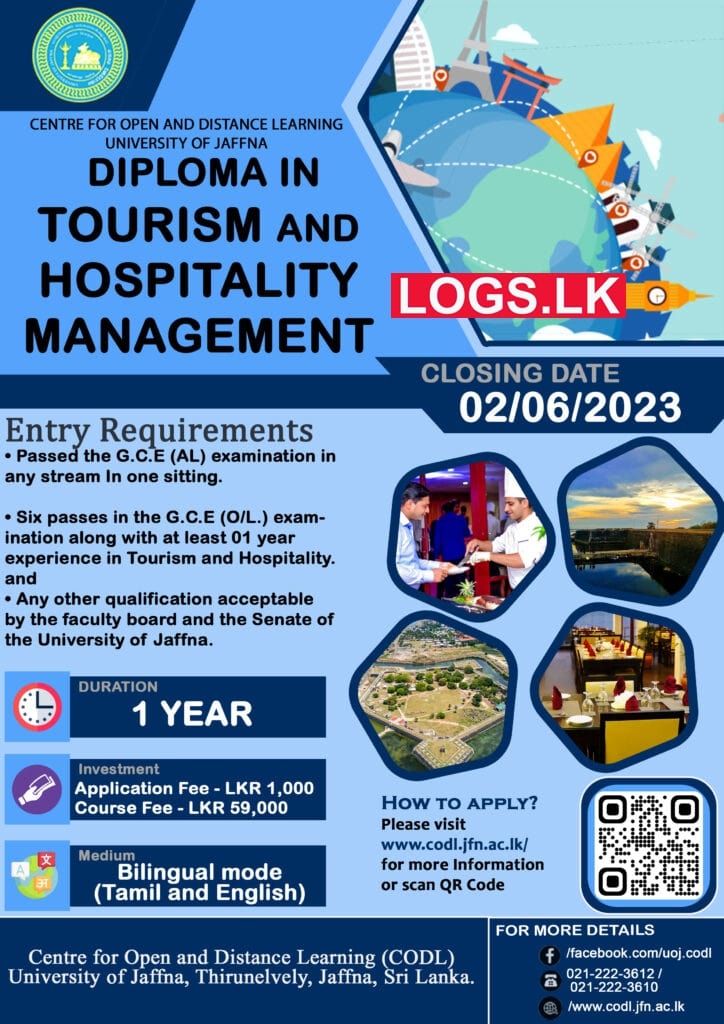 Diploma in Tourism and Hospitality Management - University of Jaffna Courses Application