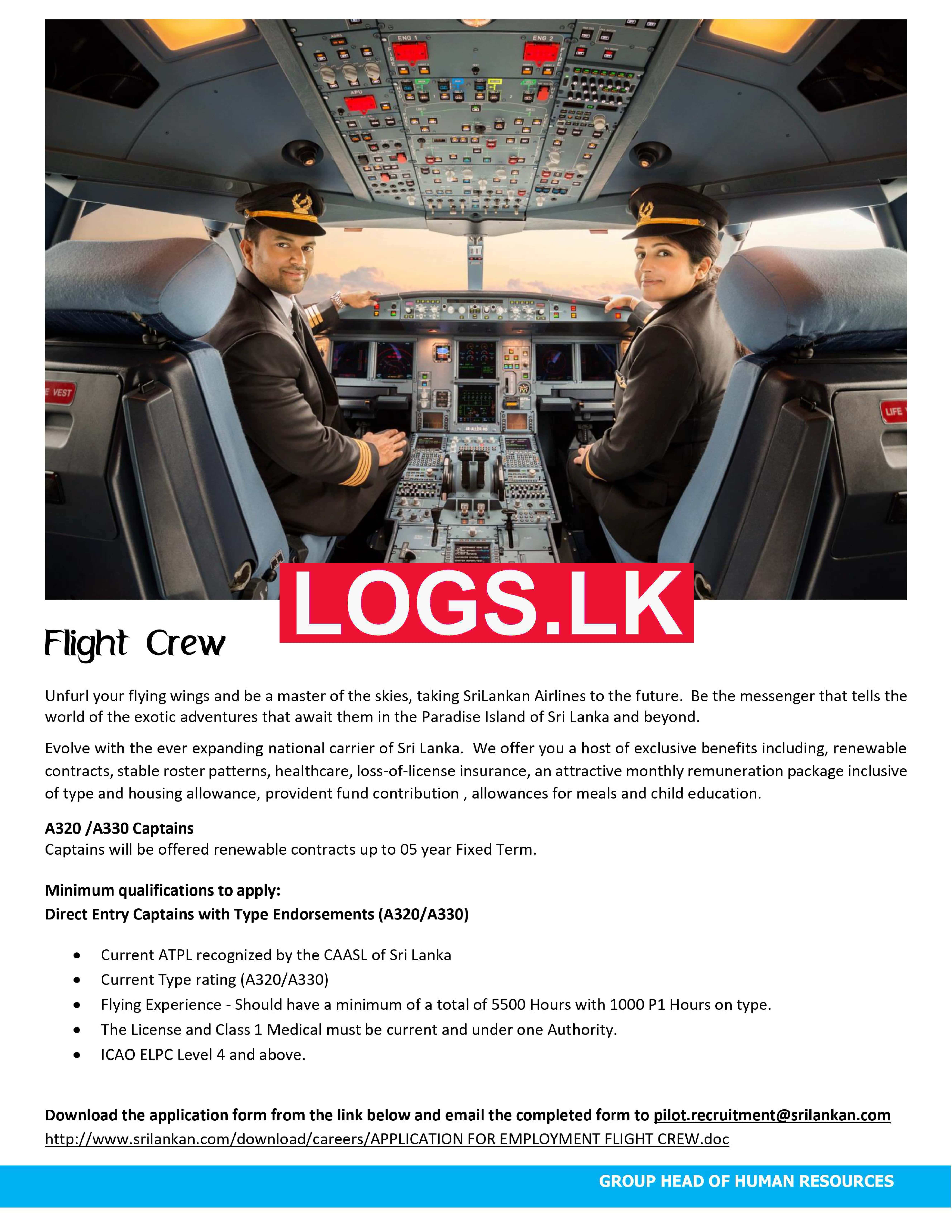 Flight Crew - Sri Lankan Airlines Vacancies 2023 Job Vacancies