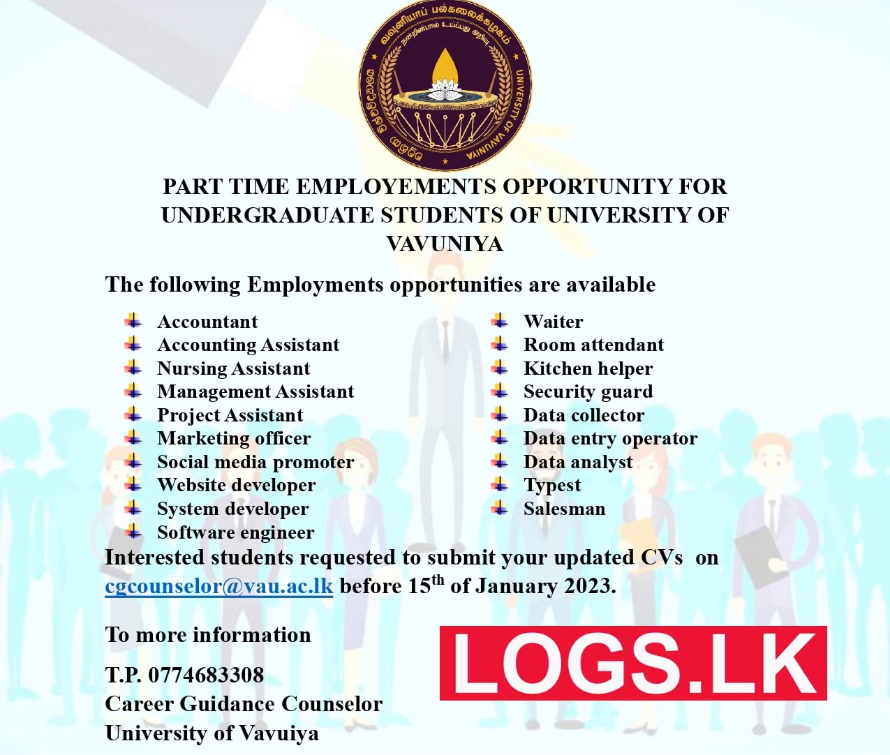 Part Time Jobs Opportunities 2023 in University of Vavuniya Application Form, Details Download