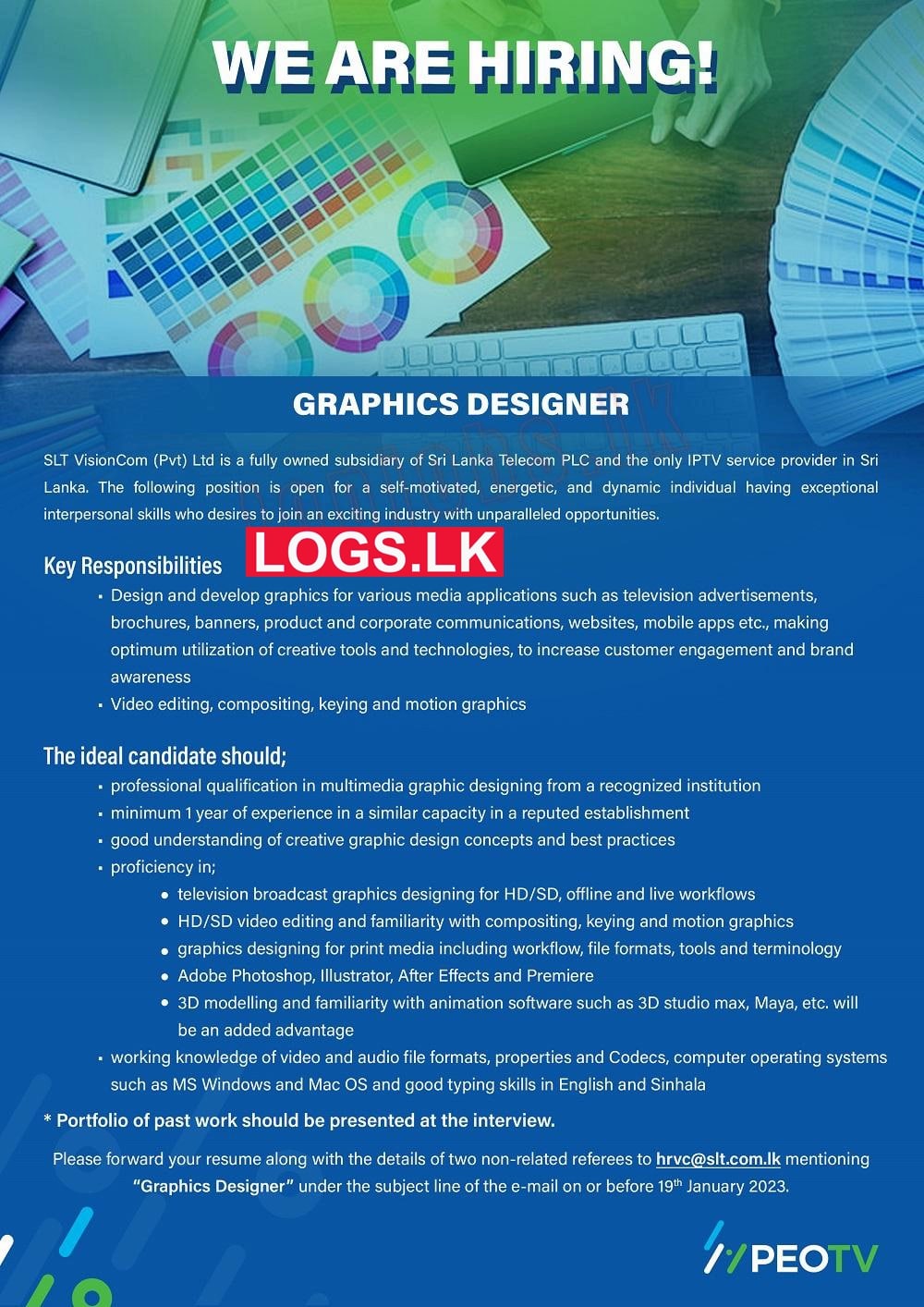 Graphics Designer - Sri Lanka Telecom Vacancies 2023 Application Form Download