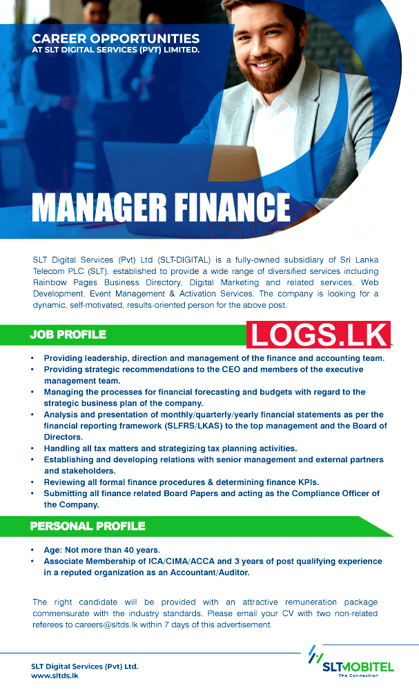 Manager (Finance) - SLT Digital Services Vacancies 2023