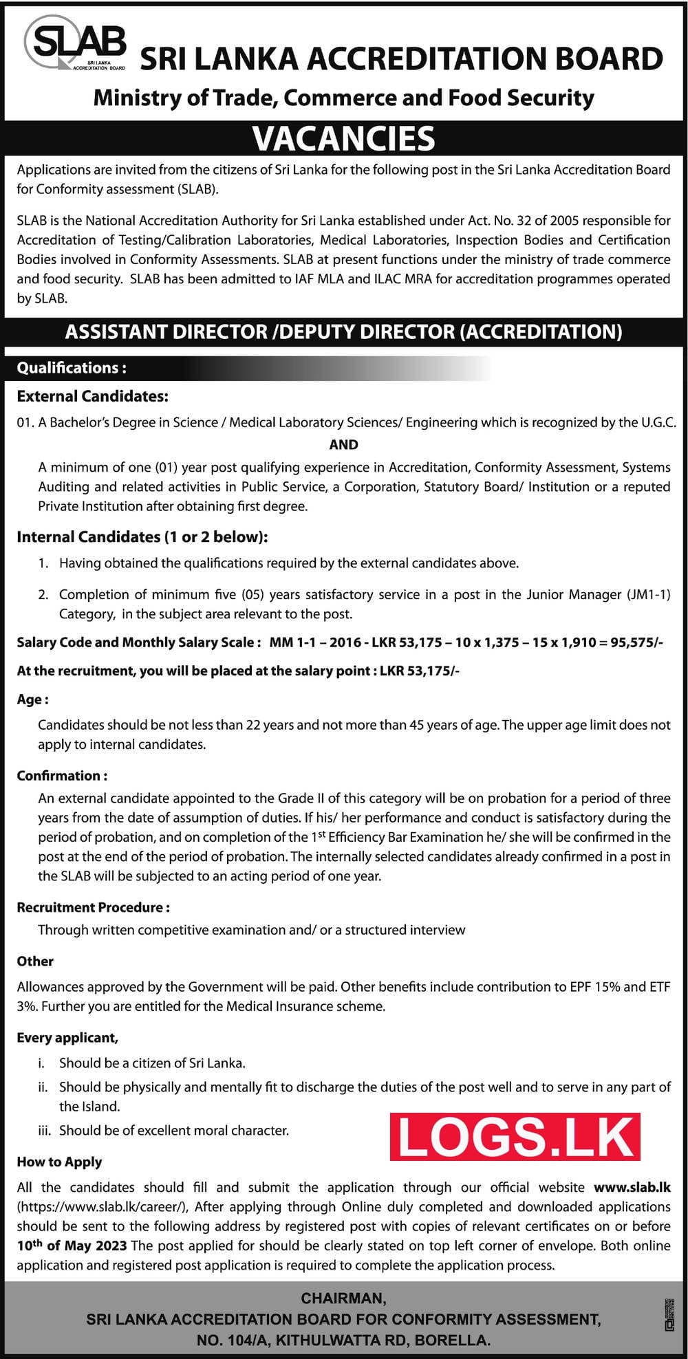 Directors - Sri Lanka Accreditation Board Vacancies 2023 Application Form, Details Download