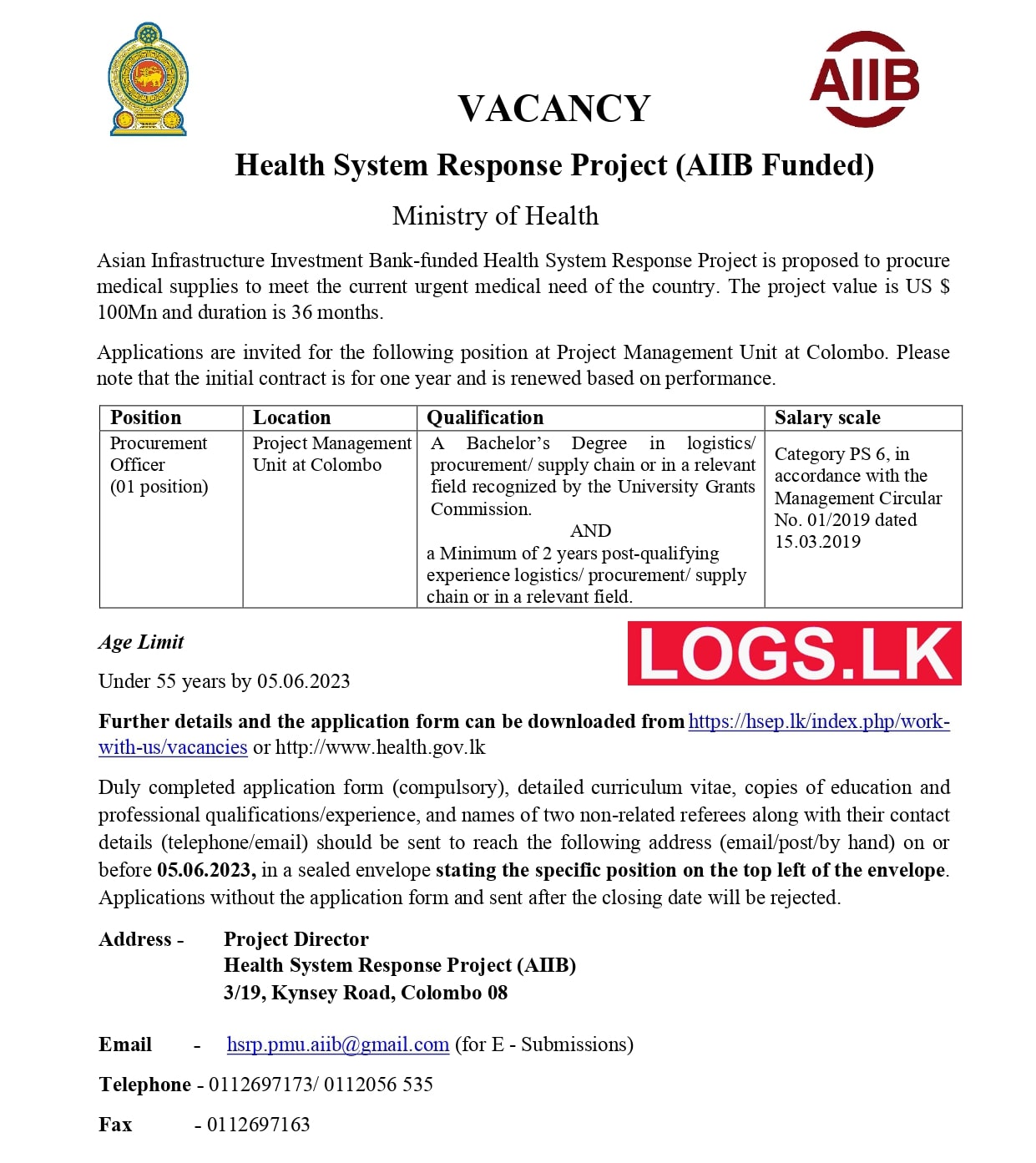 Procurement Officer (HSRP) - Ministry of Health Vacancies 2023 Application, Details Download
