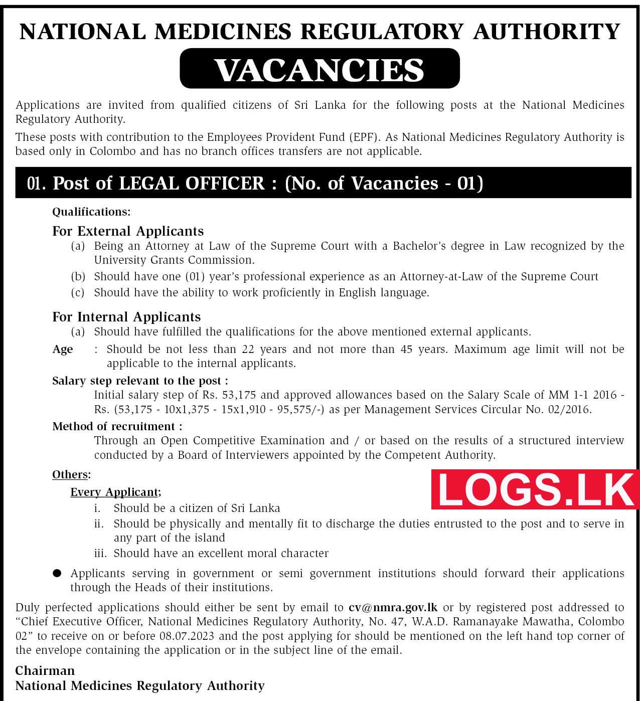 National Medicines Regulatory Authority Legal Officer Job Vacancies