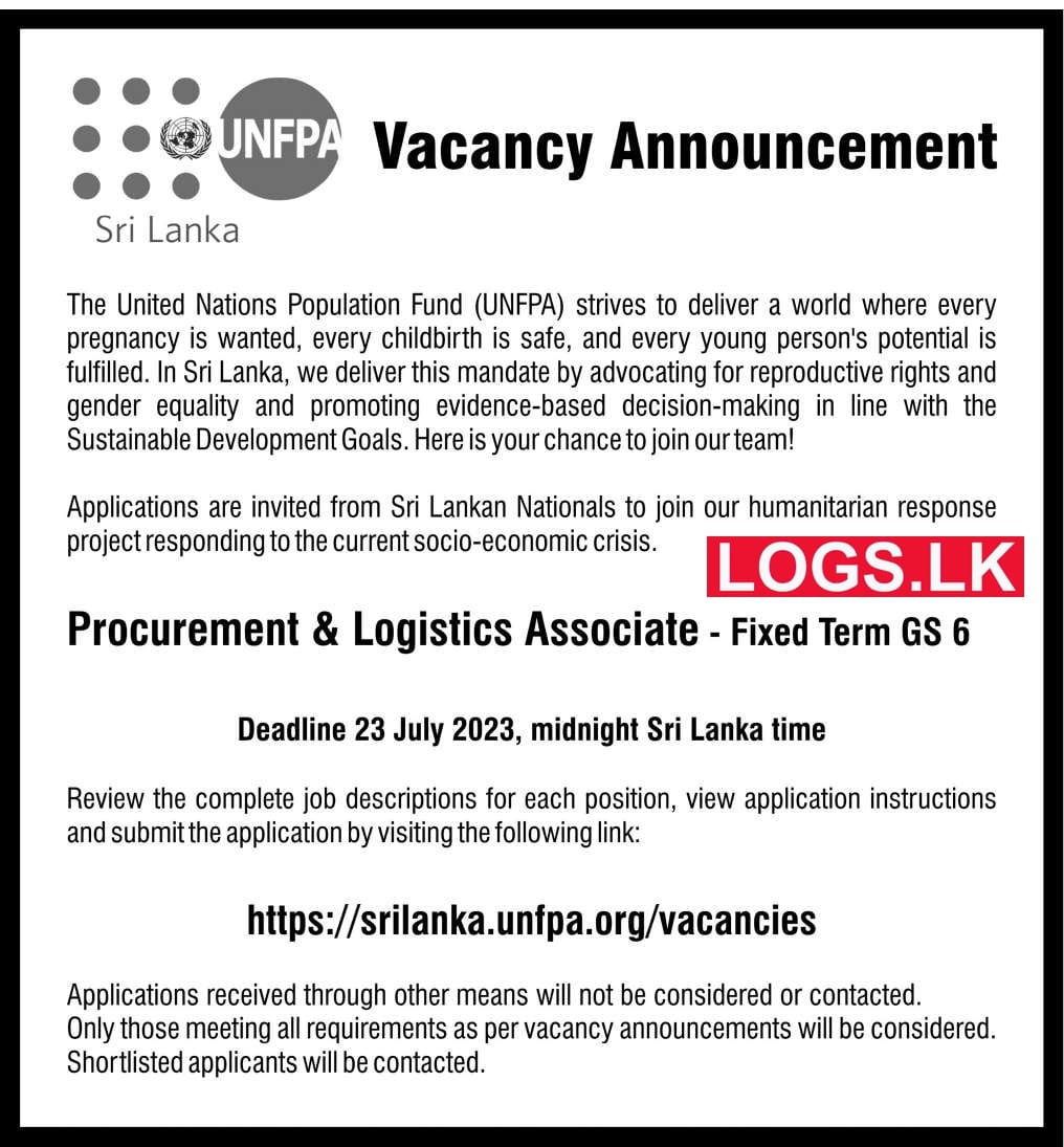 Procurement & Logistics Associate - UNFPA Job Vacancies 2023 Apply Online