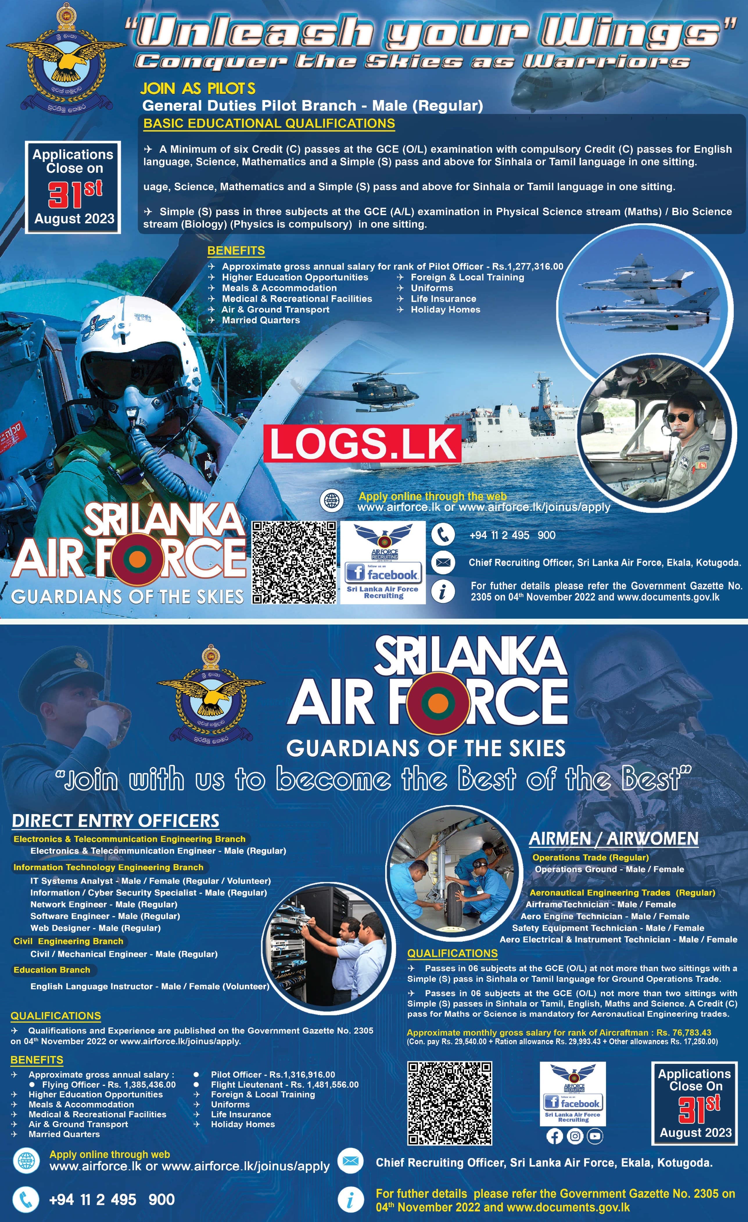 Sri Lankan Airforce Vacancies 2023