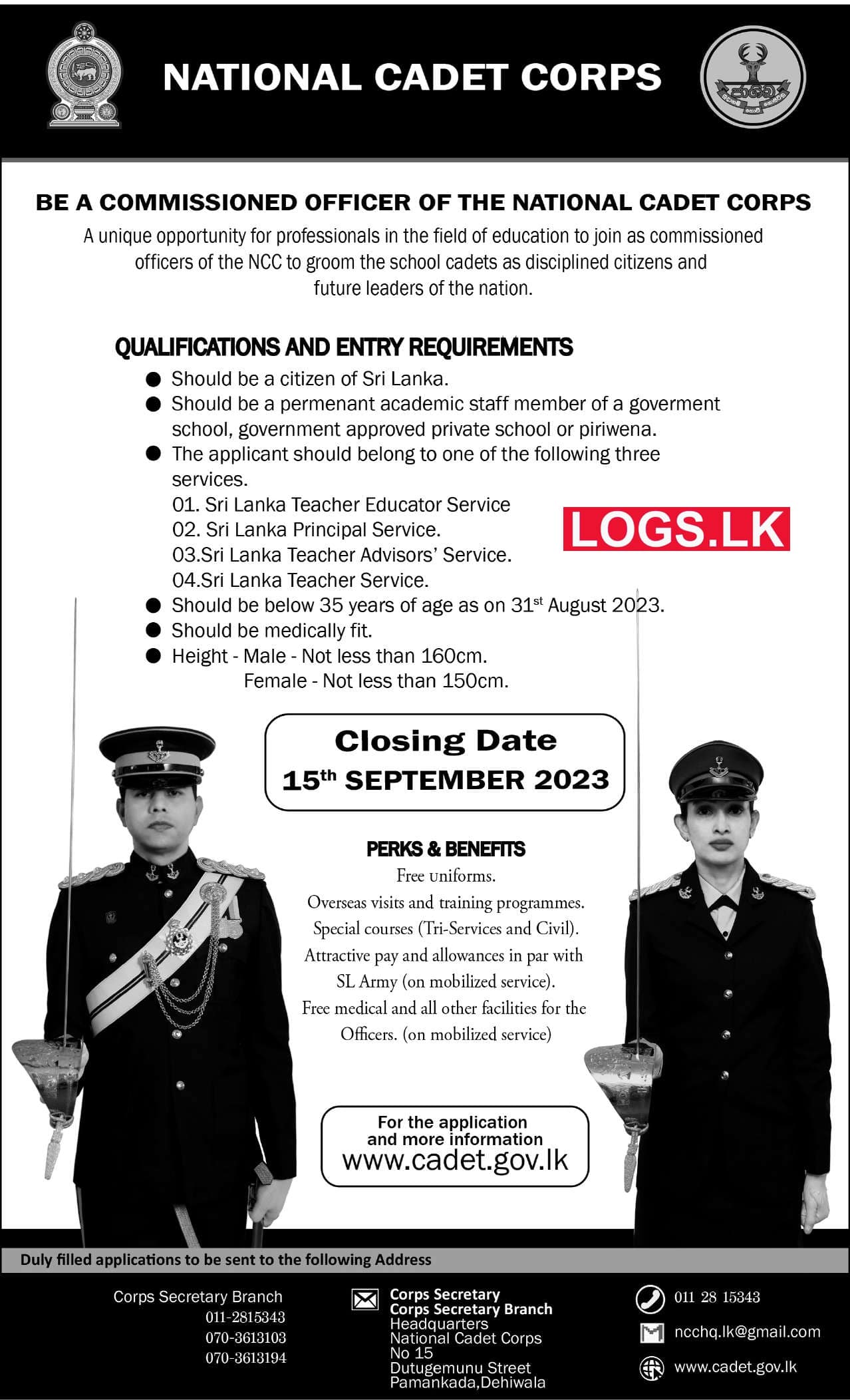 National Cadet Corps Commissioned Officer Job Vacancy 2023 Application Form
