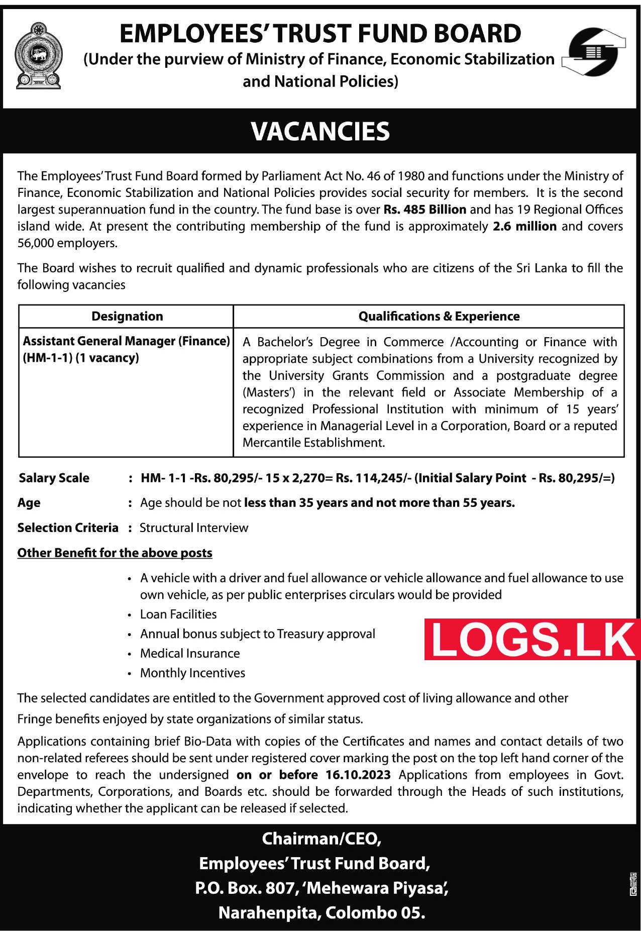 ETF Job Vacancies 2024 in Sri Lanka Application Form