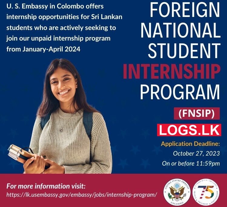 Foreign National Student Internship Program (FNSIP) 2024 at US Embassy Application Form, Details Download
