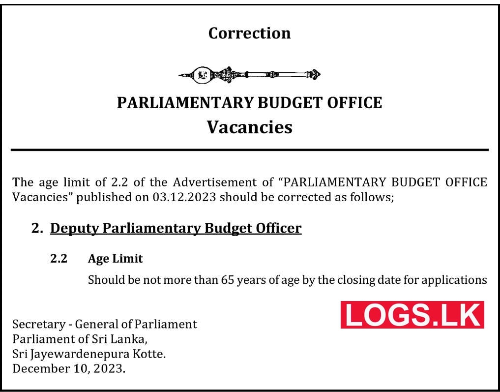 Age Correction on Parliament Job Vacancies 2024