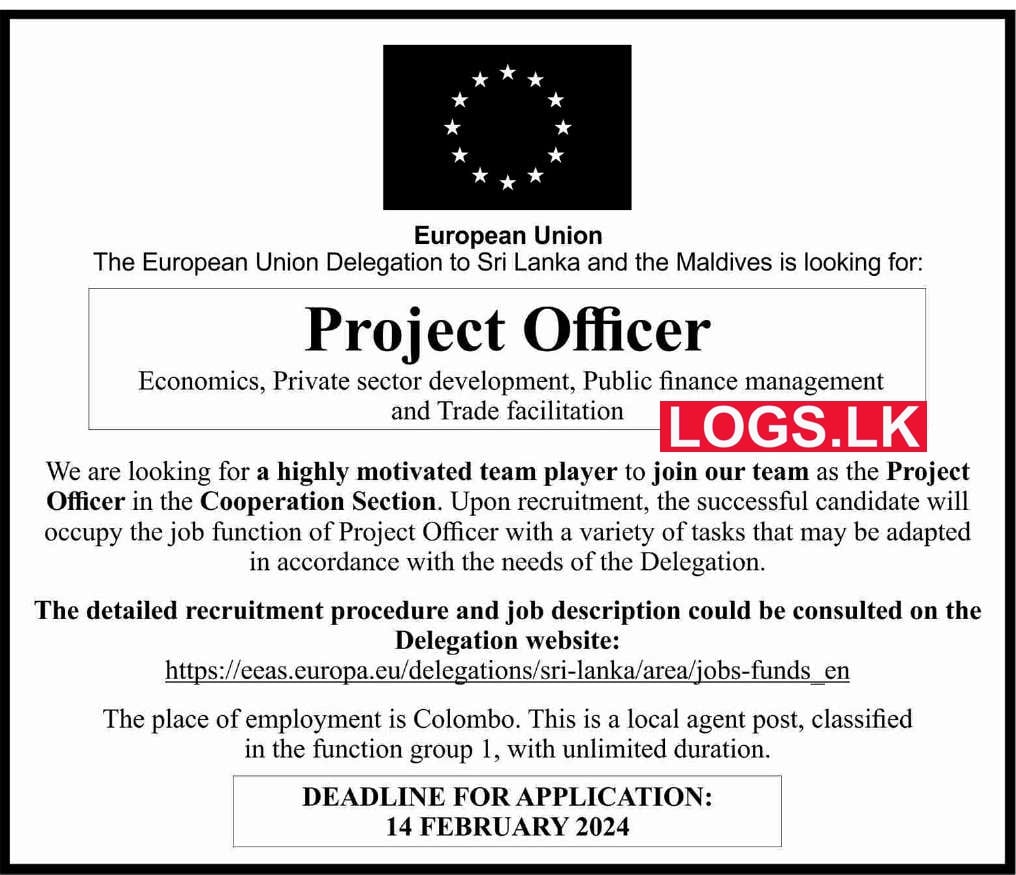 Project Officer - European Union Vacancies 2024 in Sri Lanka Application