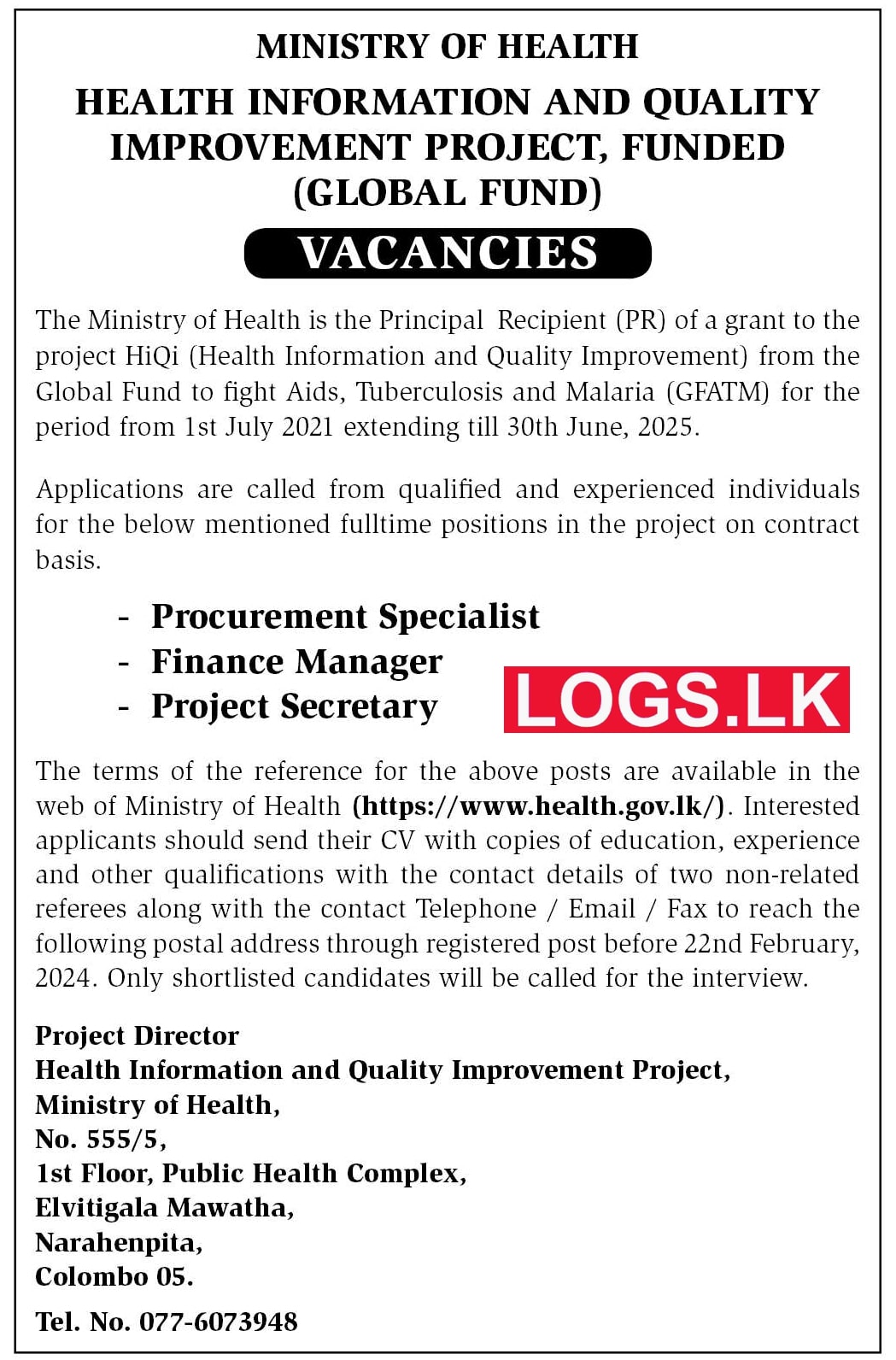 Health Information and Quality Improvement Project Vacancies 2024 Application Form, Details Download