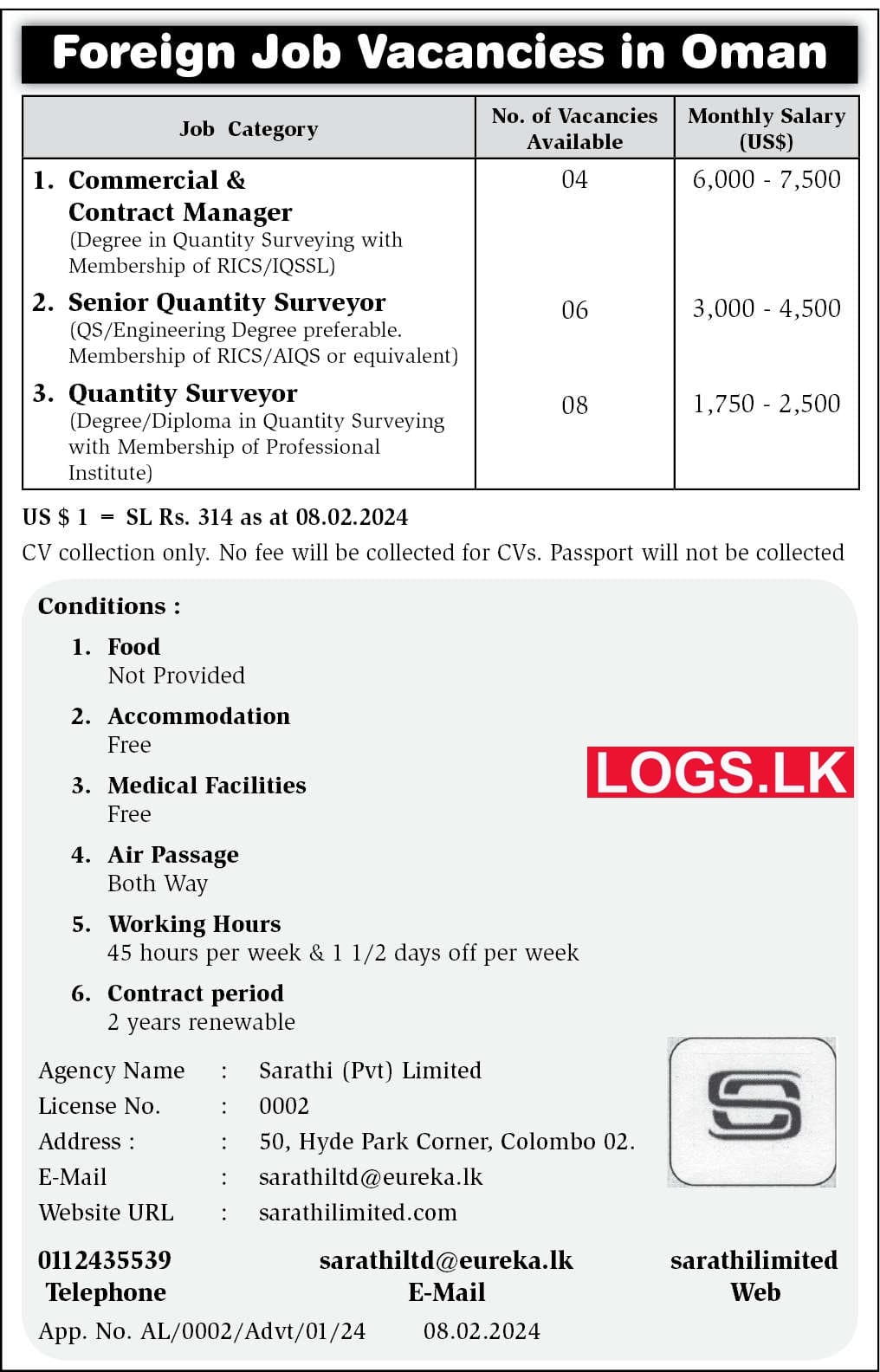 Oman Jobs Vacancies 2024 for Sri Lankan