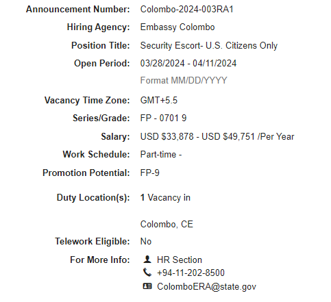 Security Escort - US Embassy Job Vacancies 2024