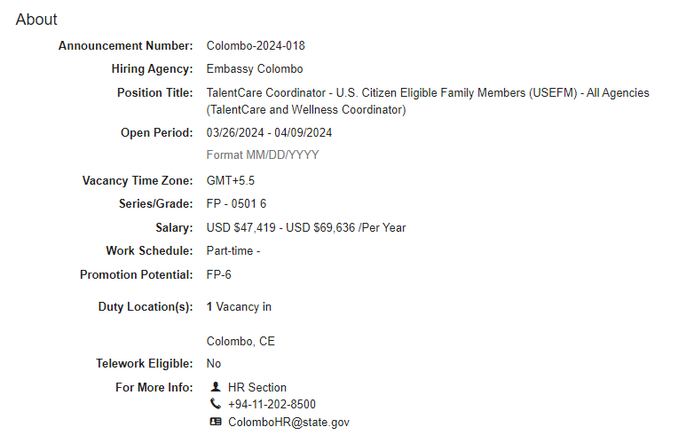 TalentCare Coordinator - American Embassy Vacancies 2024 Application Form