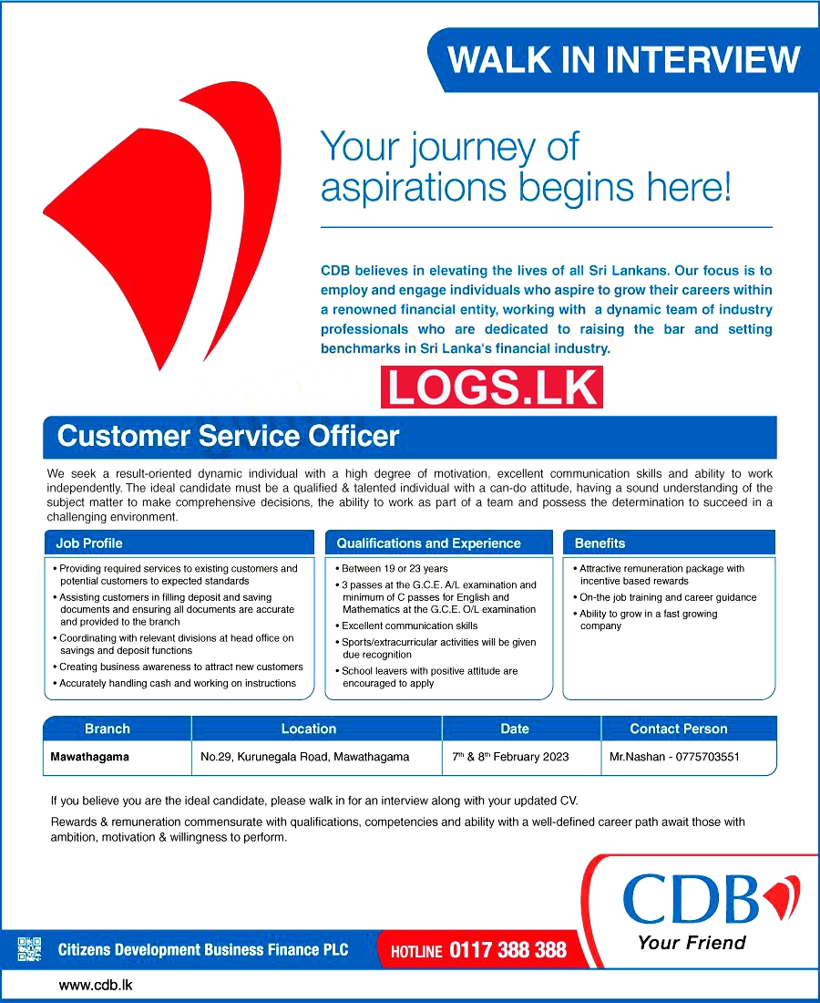 Customer Service Officer Vacancies Interview at CDB Finance Interview Details