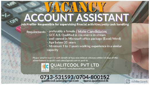 Account Assistant Job Vacancy at Qualitcool (Pvt) Ltd Job Vacancies
