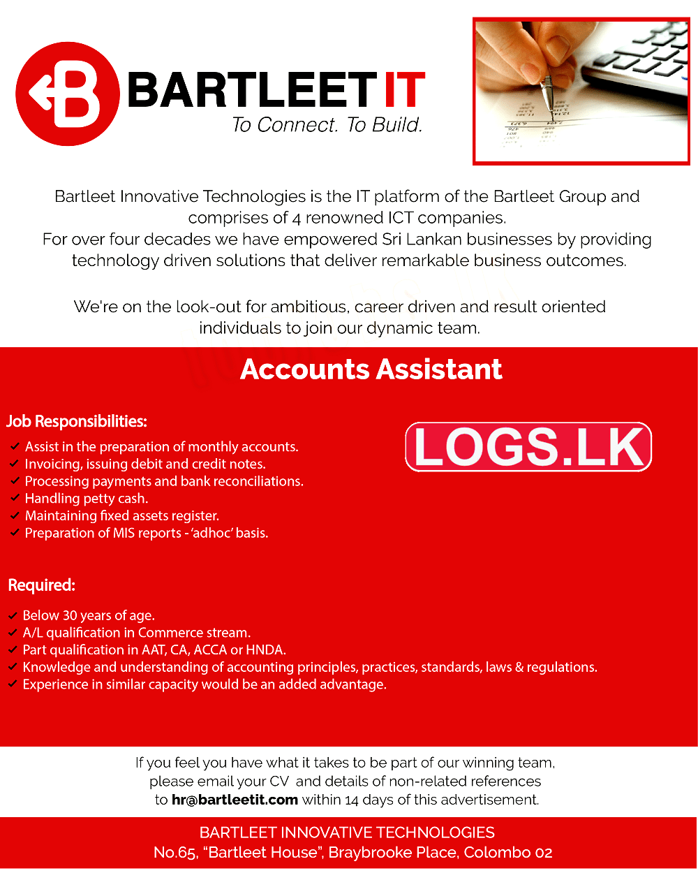 Accounts Assistant Job Vacancy at Bartleet Innovative (Pvt) Ltd Job Vacancies