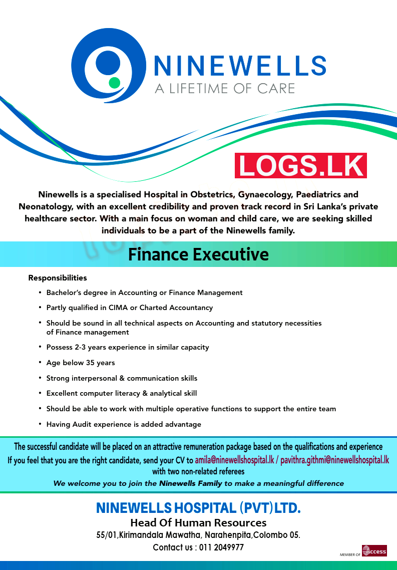 Finance Executive Vacancy at Ninewells Hospital (Pvt) Ltd Job Vacancies