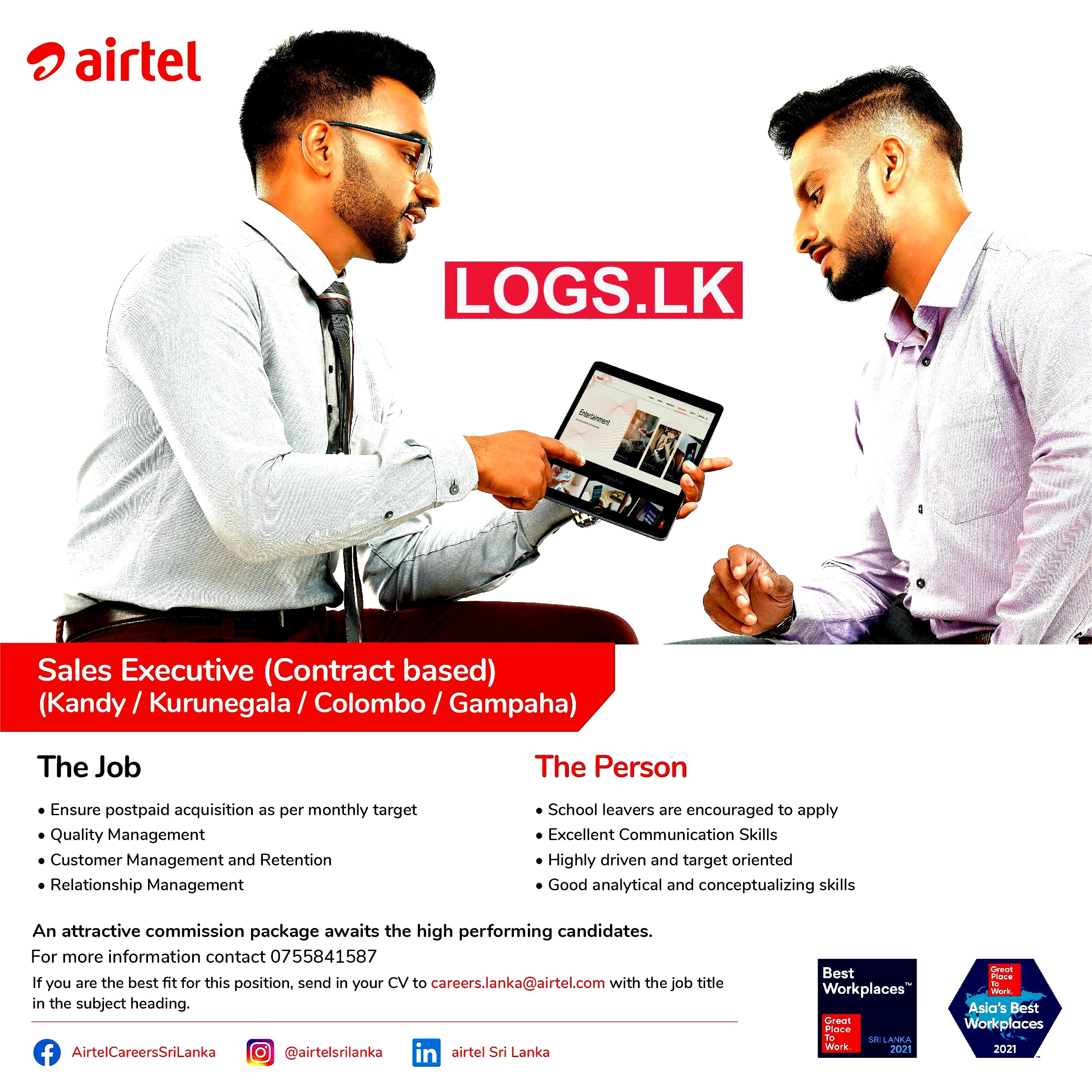 Sales Executive - Airtel Sri Lanka Job Vacancies 2023 Application, Details Download