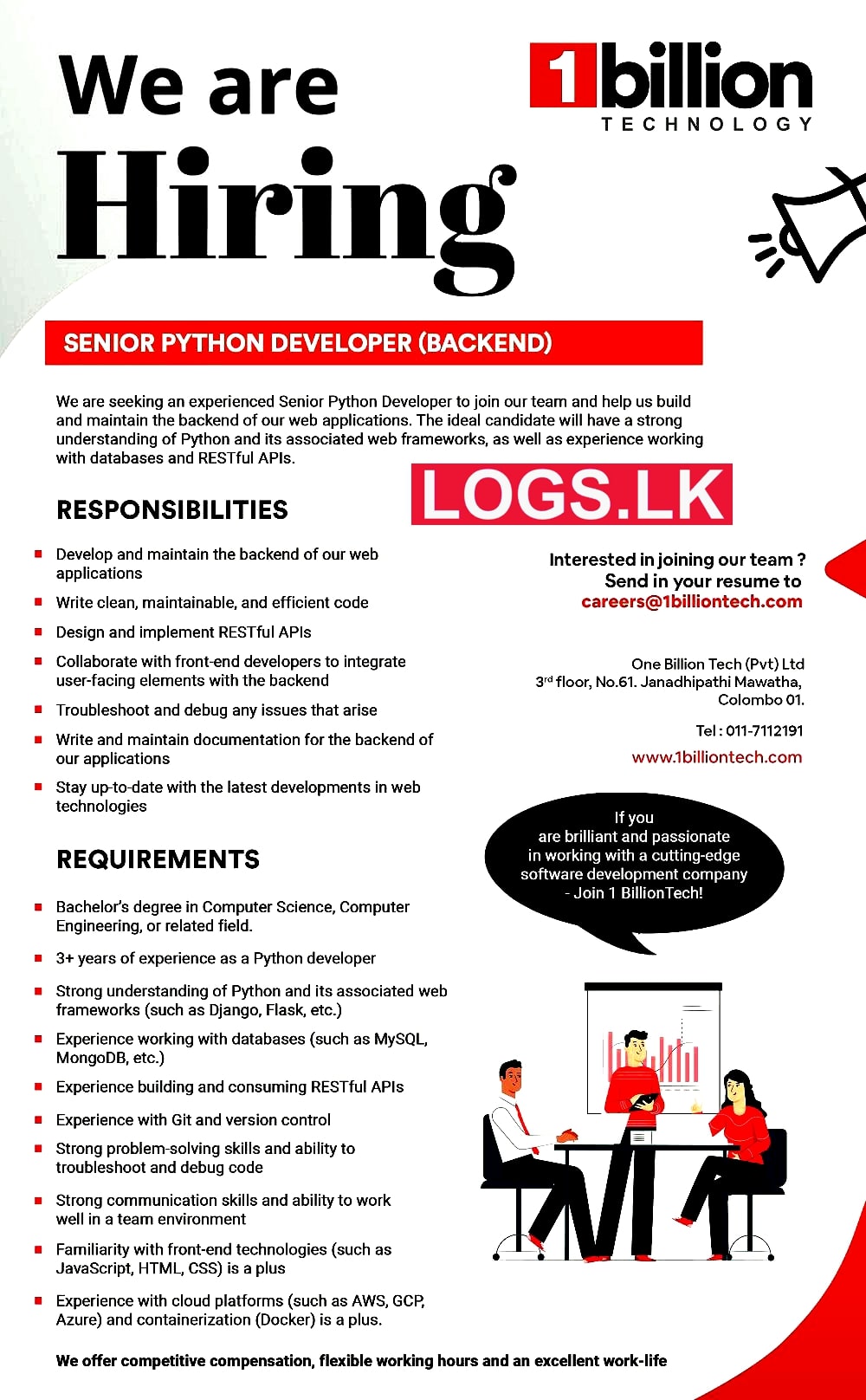 Senior Python Developer Job Vacancy at One Billion Tech (Pvt) Ltd Job Vacancies