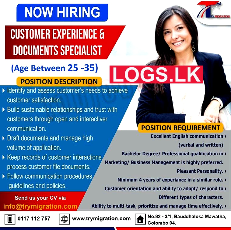 Customer Experience & Documents Specialist - Try Migration (Pvt) Ltd Job Vacancies