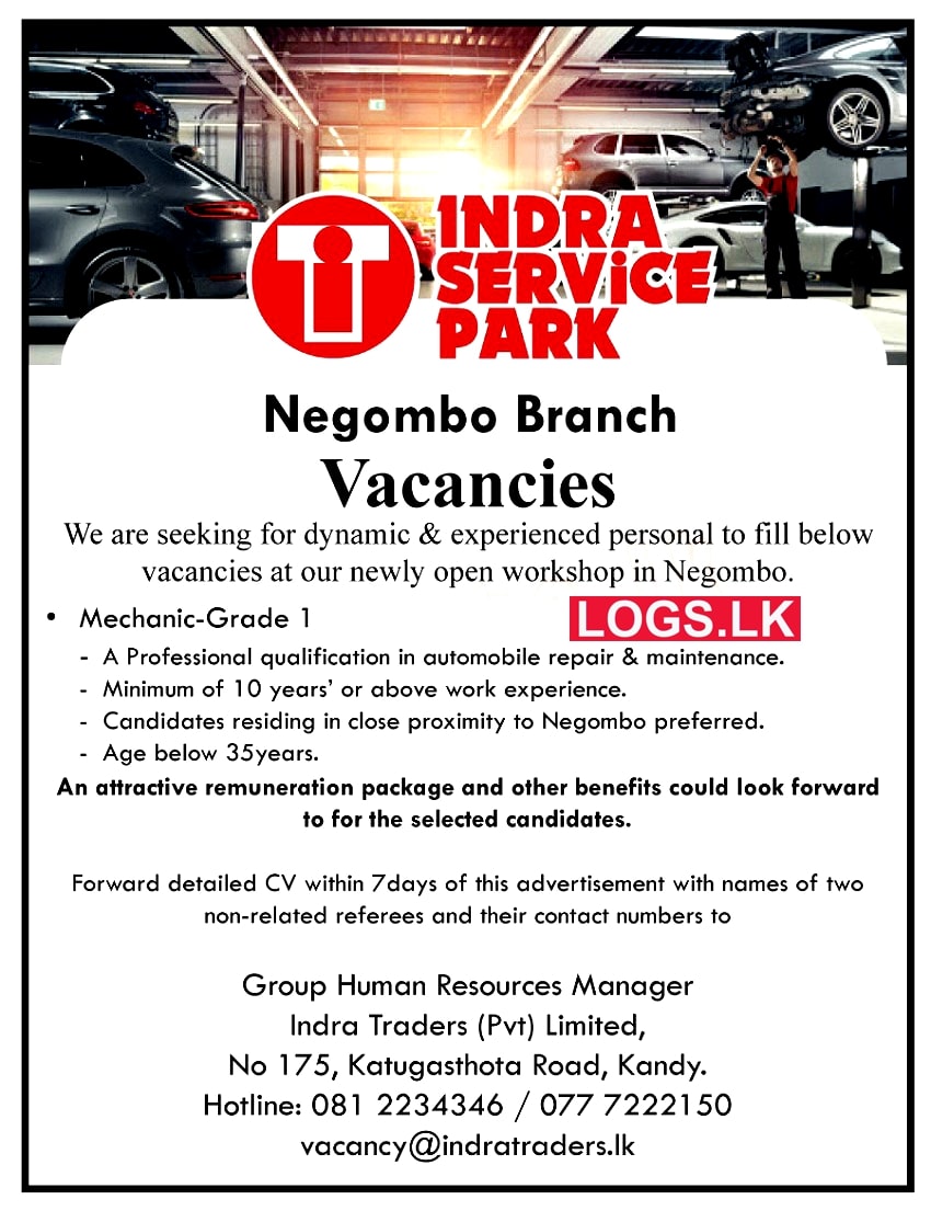 Mechanic Job Vacancy at Indra Traders (Pvt) Ltd Sri Lanka Job Application Form Download