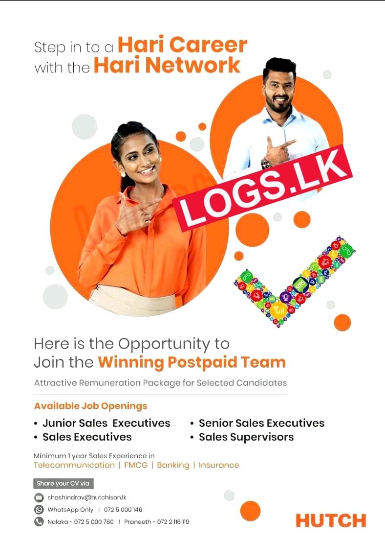 Sales Executive Job Vacancy at Hutch Telecom Sri Lanka Job Vacancies