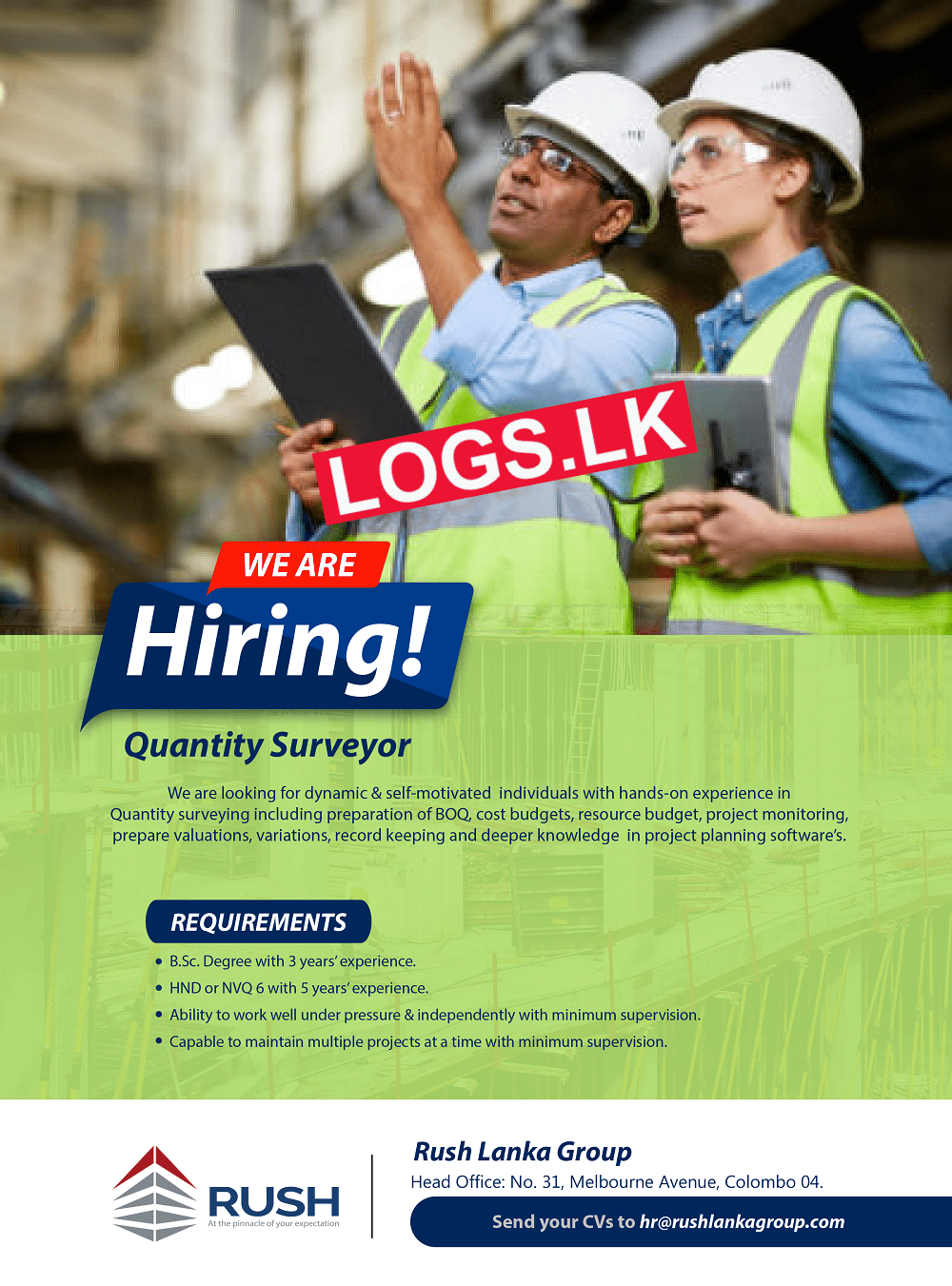 Quantity Surveyor Job Vacancy at Rush Lanka Group Job Vacancies Application