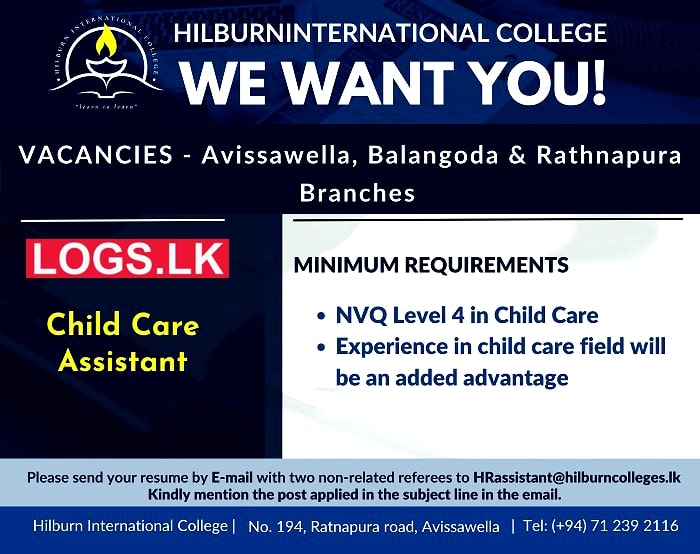 Childcare Assistant Job Vacancy at Hilburn International College Job Vacancies in Sri Lanka