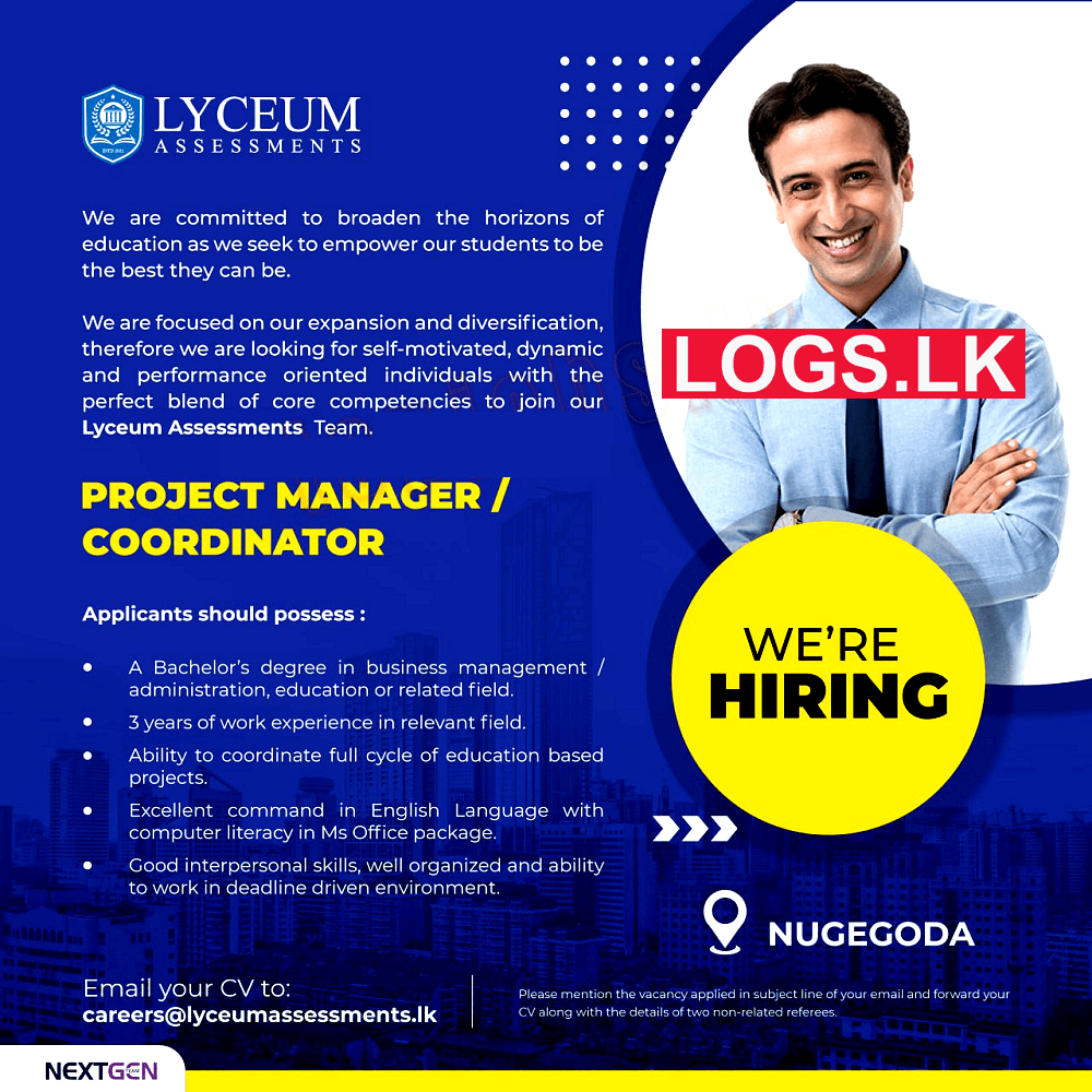 Project Manager Job Vacancy at Lyceum Assessments (Pvt) Ltd Sri Lanka Application Download