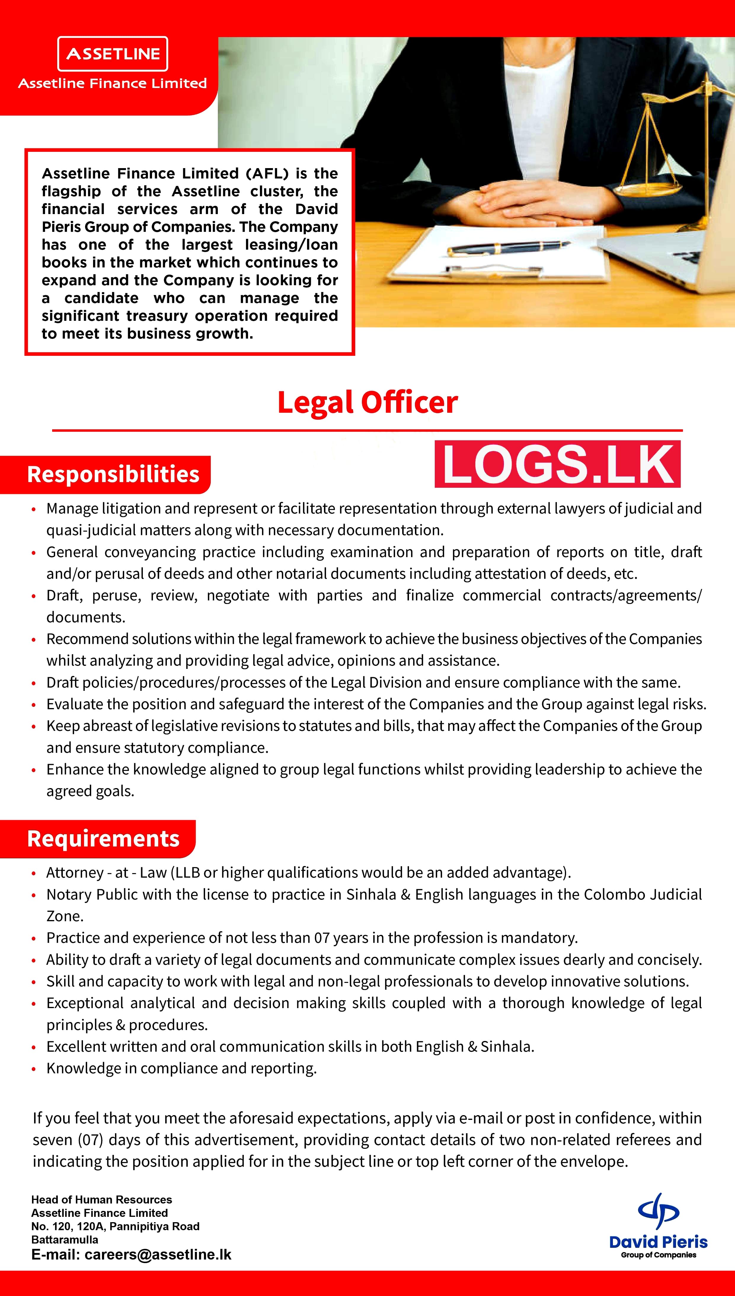 Legal Officer - DPMC Assetline Holdings Vacancies 2023 Application, Details Download