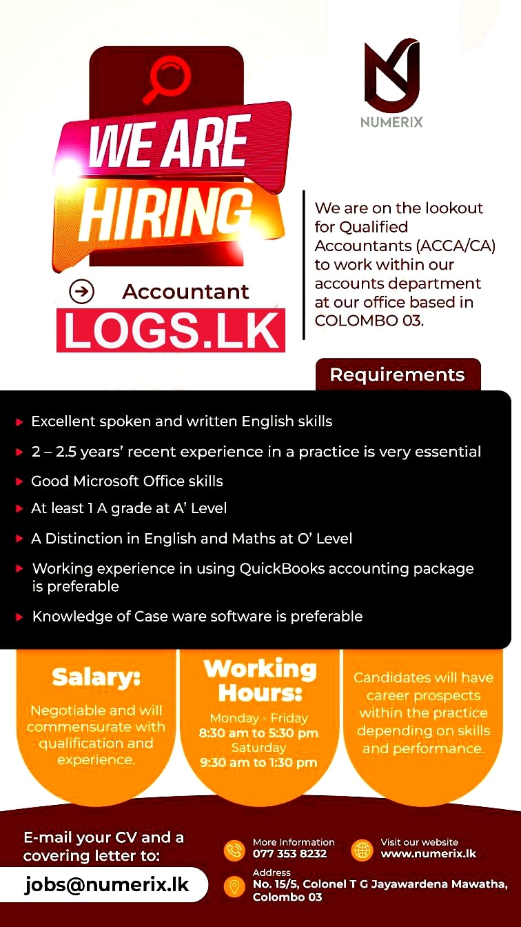 Accountant Job Vacancy at Numerix (Pvt) Ltd Sri Lanka Job Vacancies