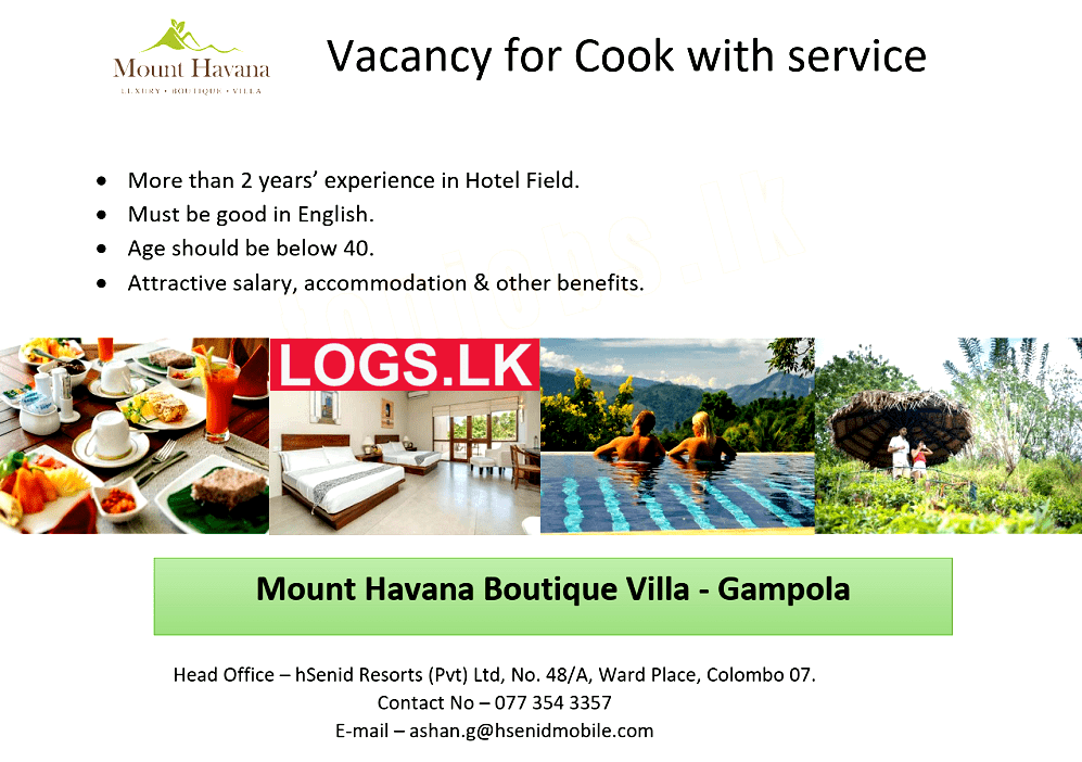 Cook Job Vacancy at Mount Havana Boutique Villa Sri Lanka Application