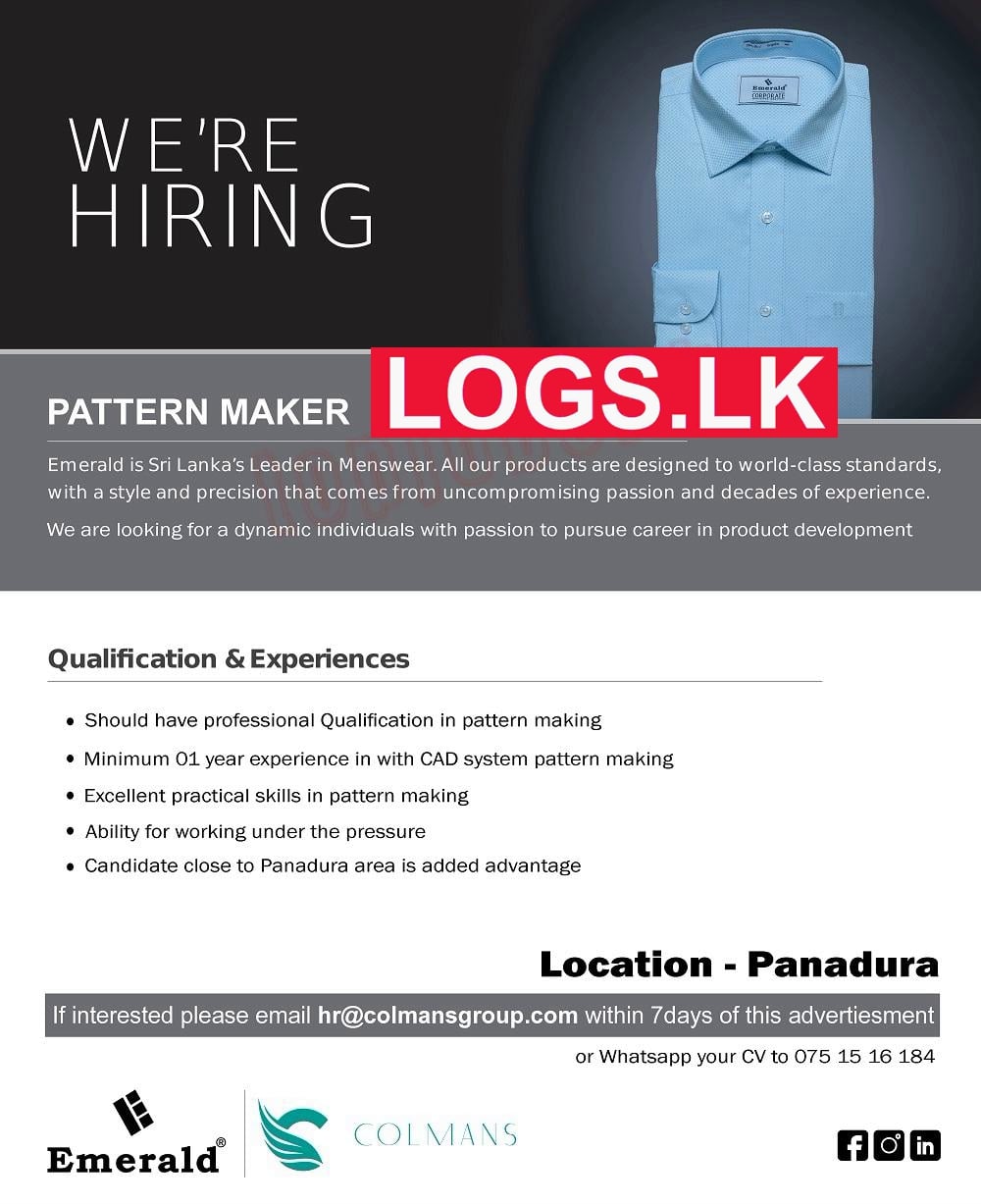 Pattern Maker Job Vacancy at Colmans Garments Industries Sri Lanka Job Vacancies