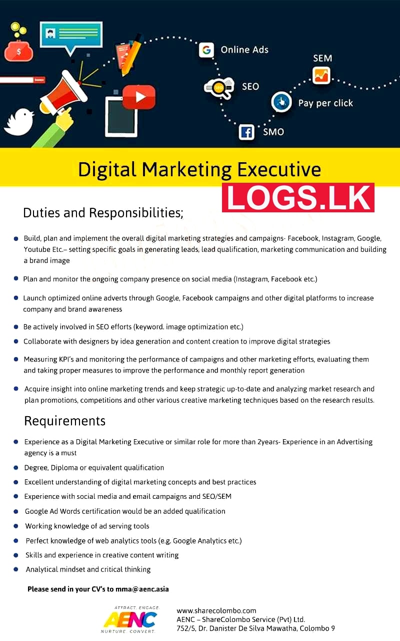 Digital Marketing Executive Vacancy at ShareCoIombo Services (Pvt) Ltd Job Vacancies