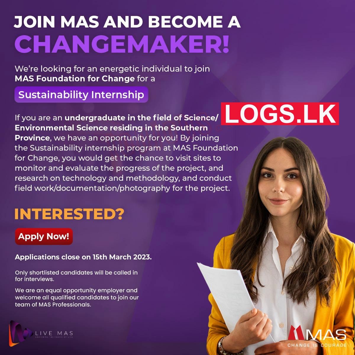 Intern (Sustainability) Vacancy at Mas Capital (Pvt) Ltd Job Vacancies in Sri Lanka