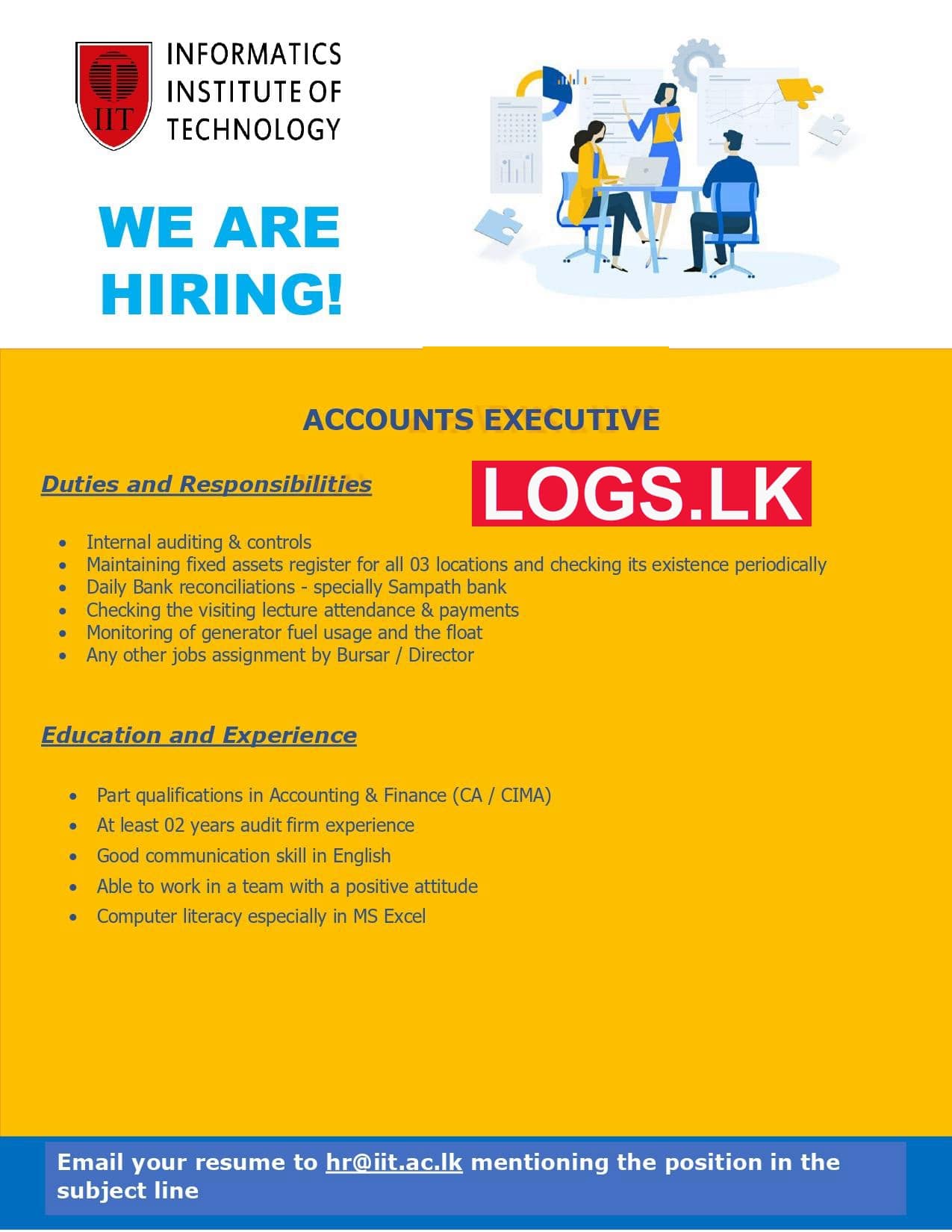 Accounts Executive Vacancy at Informatics Group of Companies Jobs in Sri Lanka