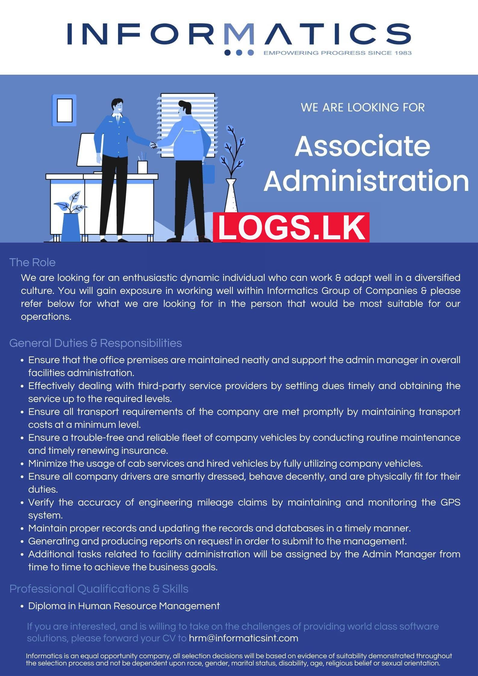 Associate Administration Vacancy at Informatics Group of Companies Job Vacancies