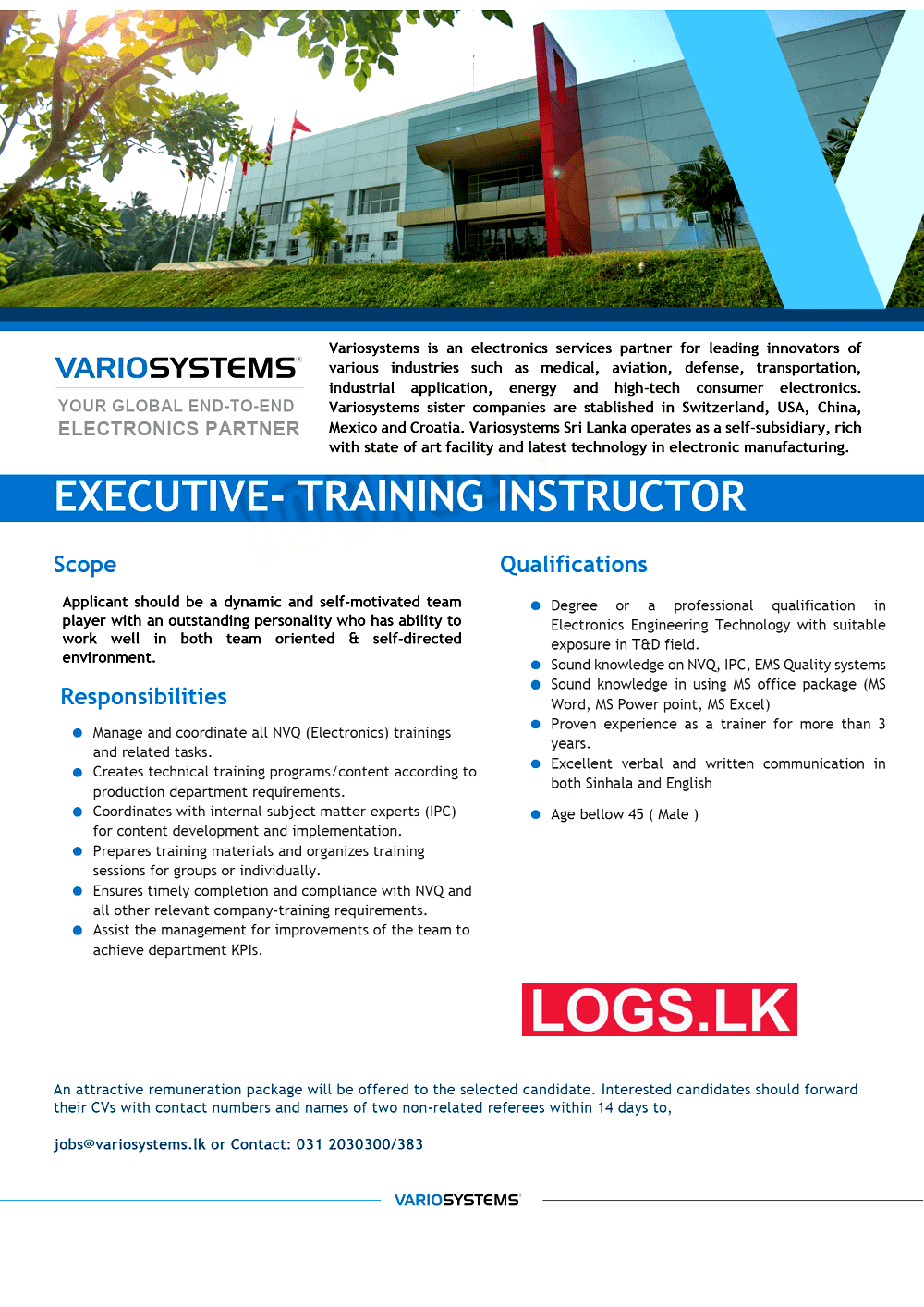 Executive - Training Instructor Job Vacancy at Variosystems (Pvt) Ltd Job Vacancies