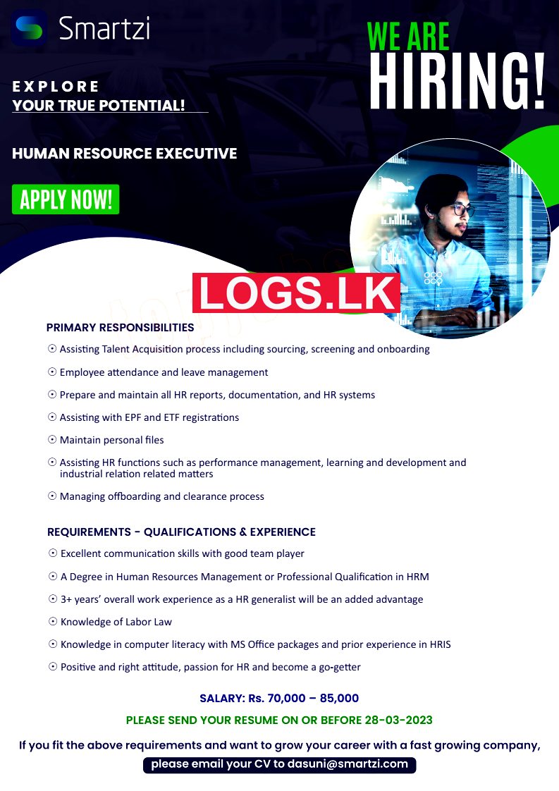 Human Resources Executive at Smartzi Sri Lanka Job Vacancies