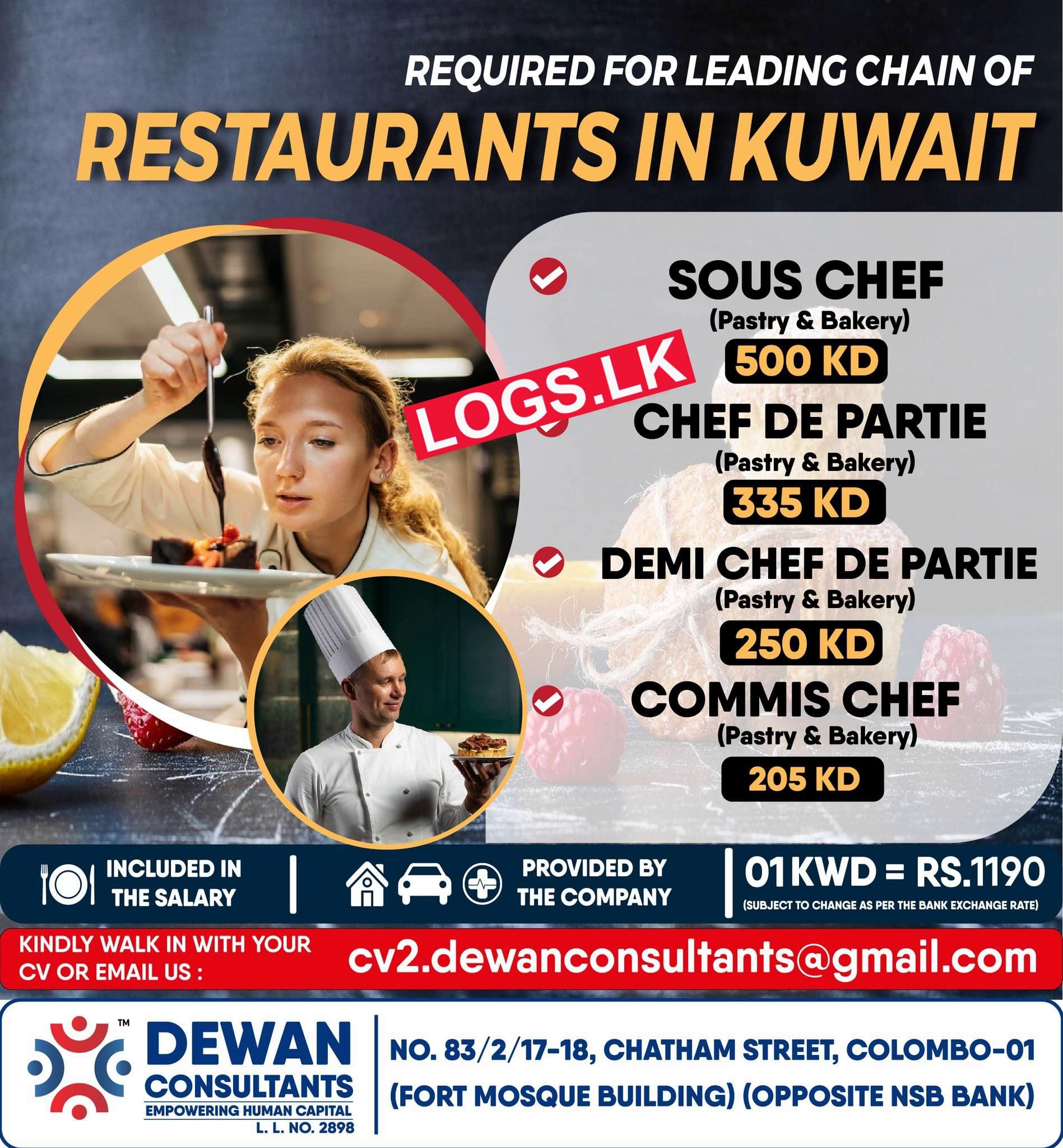 Restaurant Job Vacancies at Kuwait Dewan Consultants Job Vacancy in Sri Lanka