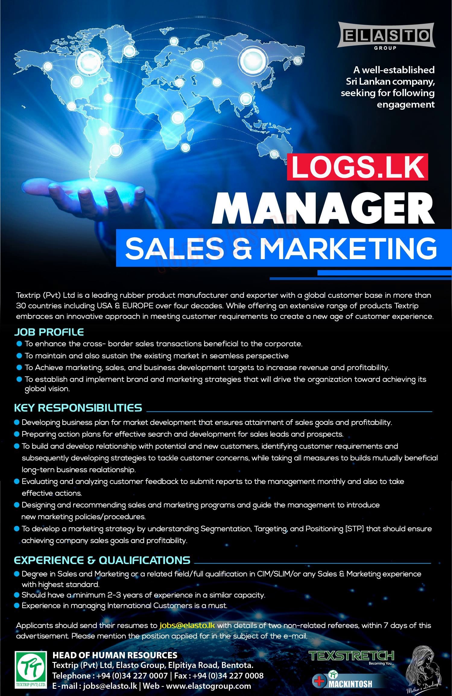 Sales & Marketing Manager Job Vacancy at Textrip (Pvt) Ltd Job Vacancies