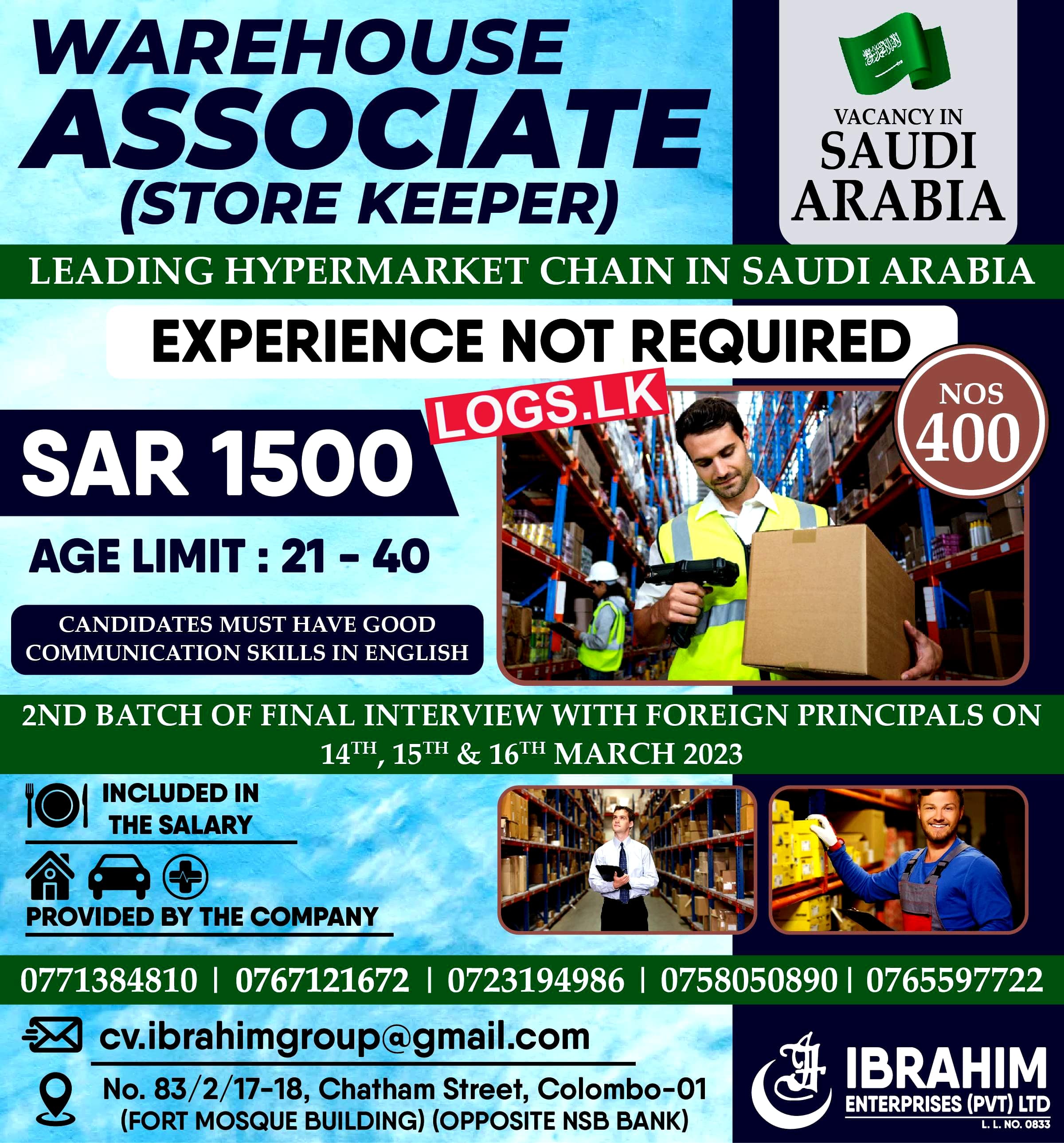 Store Keeper Job Vacancy at Ibrahim Enterprises Saudi Arabia Job Vacancies