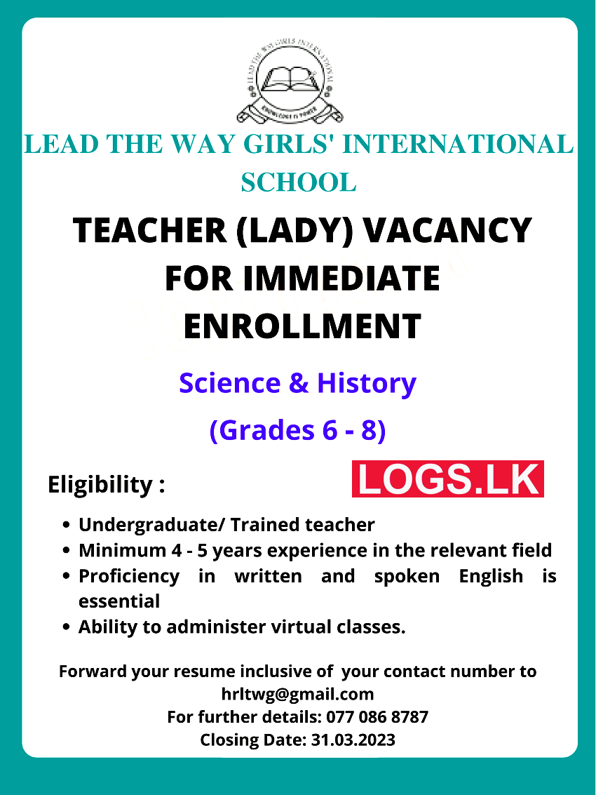 Teacher Job Vacancy at Lead The way Girls' International School Job Vacancies