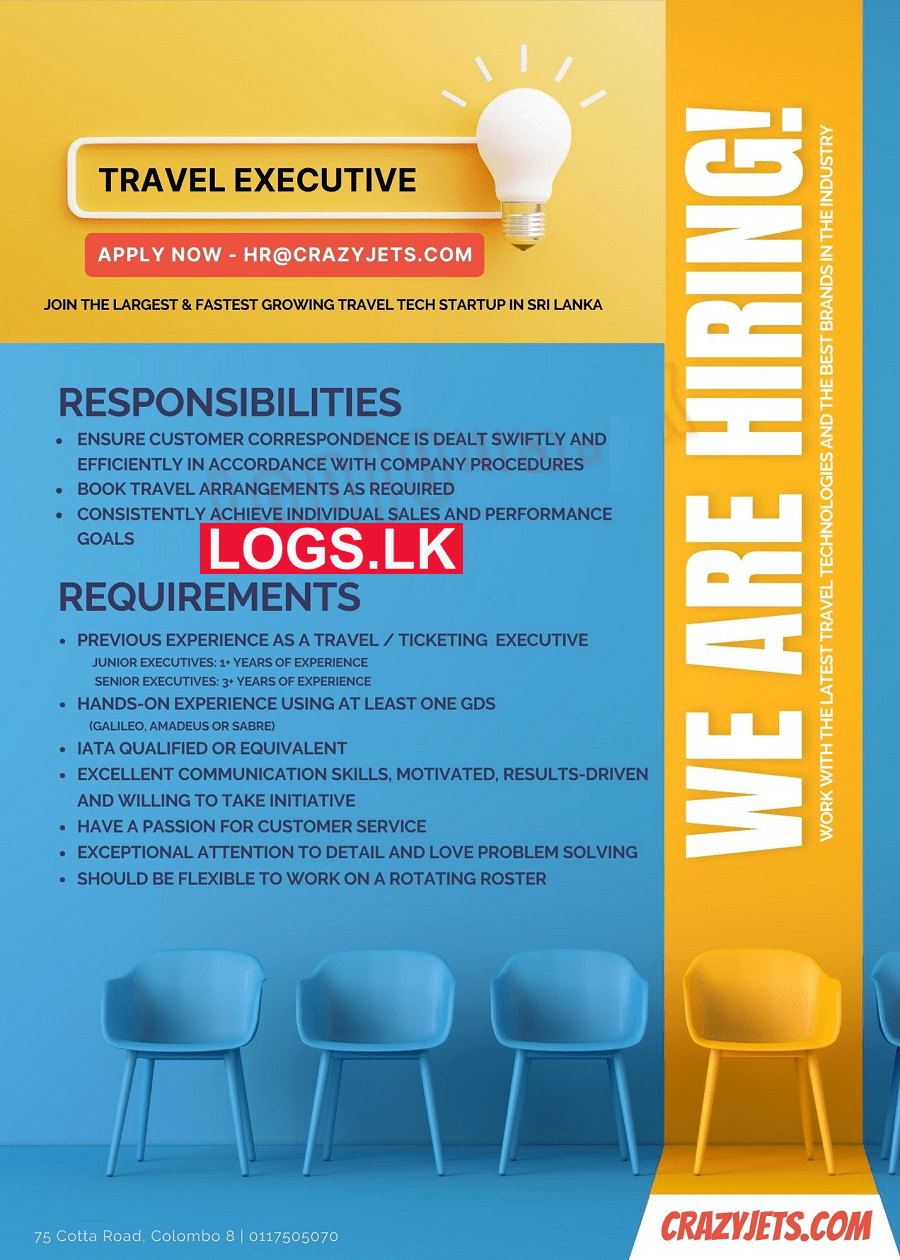 Travel Executive Job Vacancy at Crazyjets.com Job Vacancies in Sri Lanka